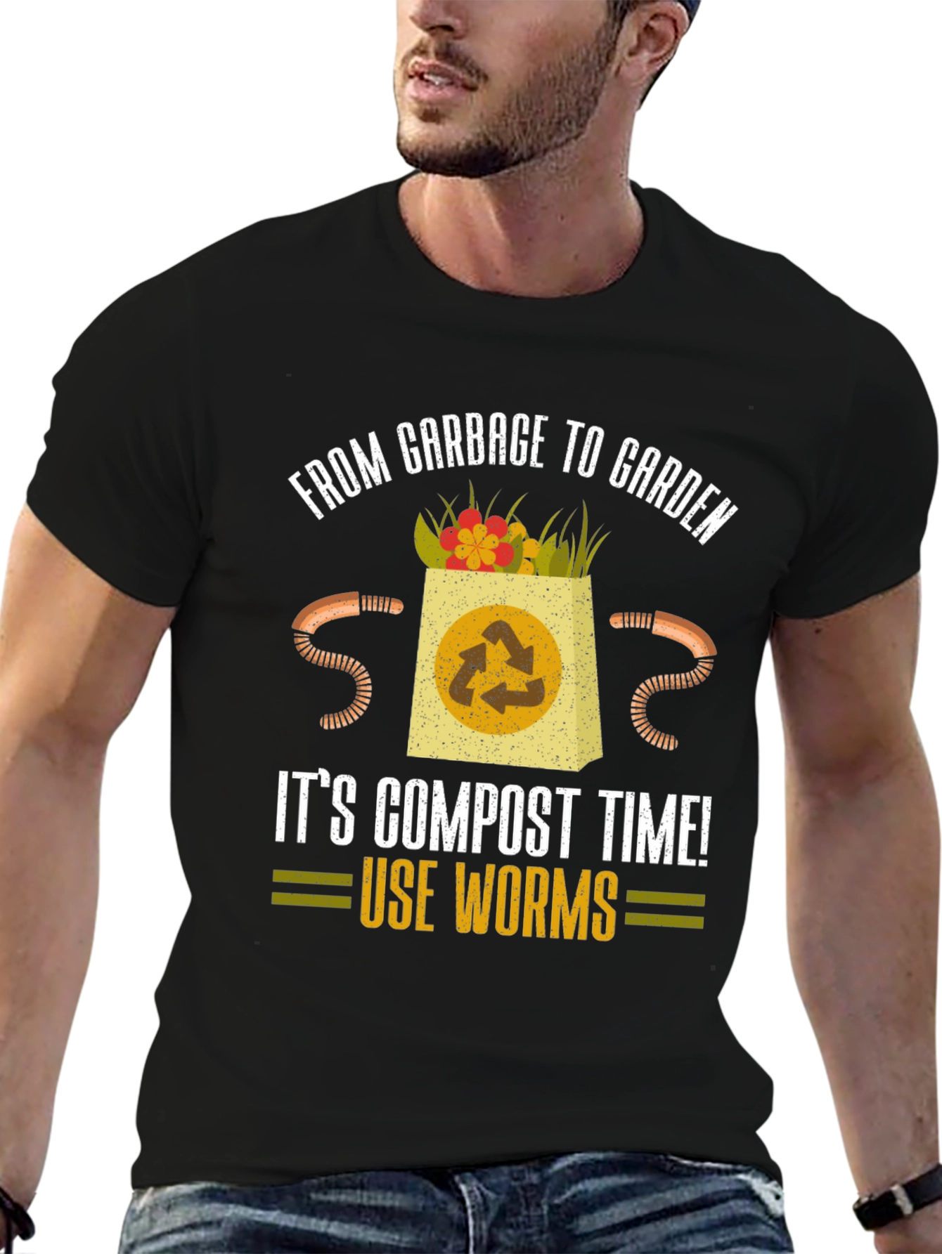 Compost Time Worms T-Shirt - From Garbage to Garden Tee