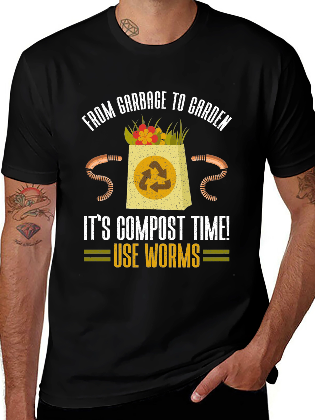 Compost Time Worms T-Shirt - From Garbage to Garden Tee