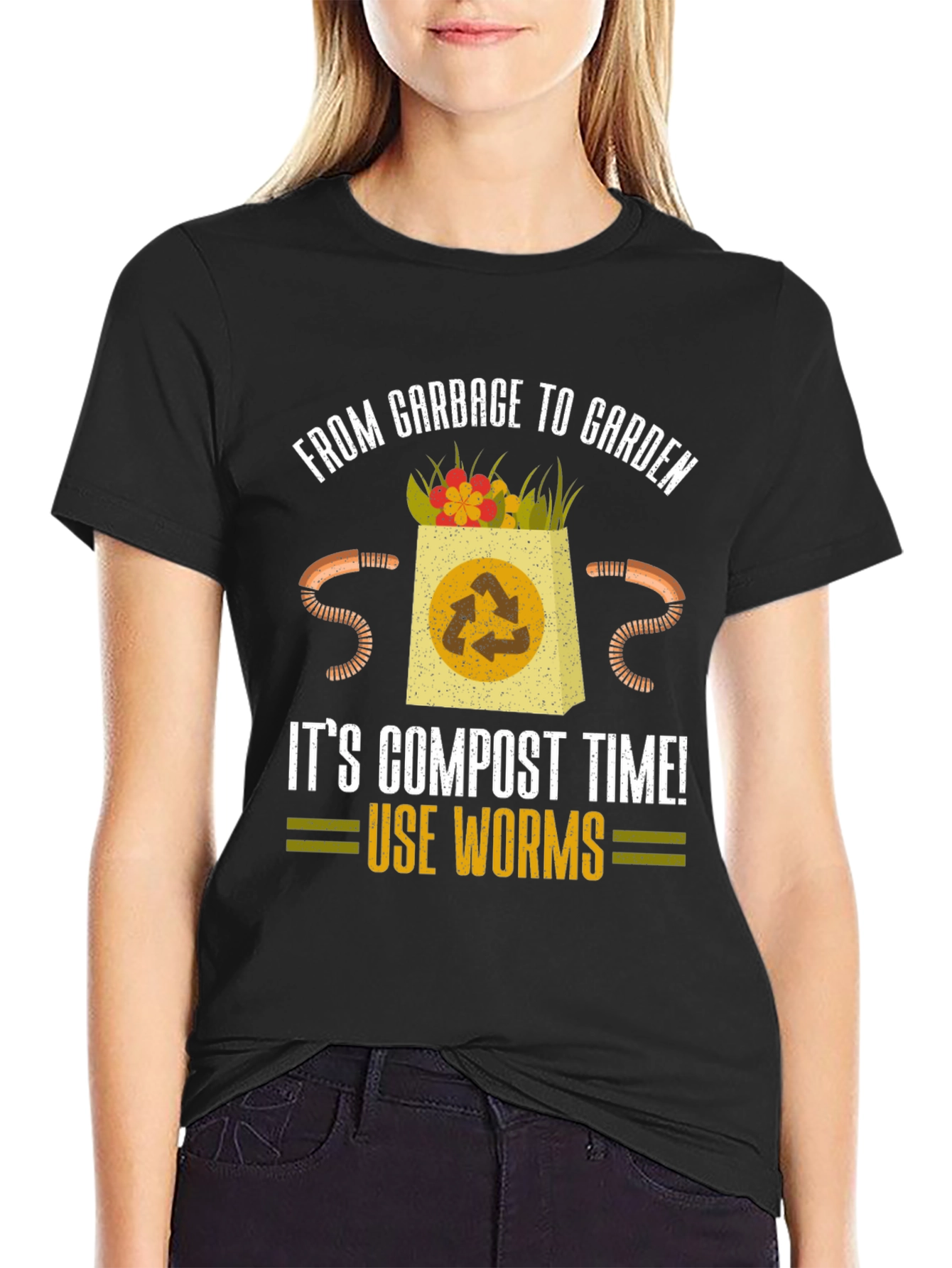 Compost Time Worms T-Shirt - From Garbage to Garden Tee