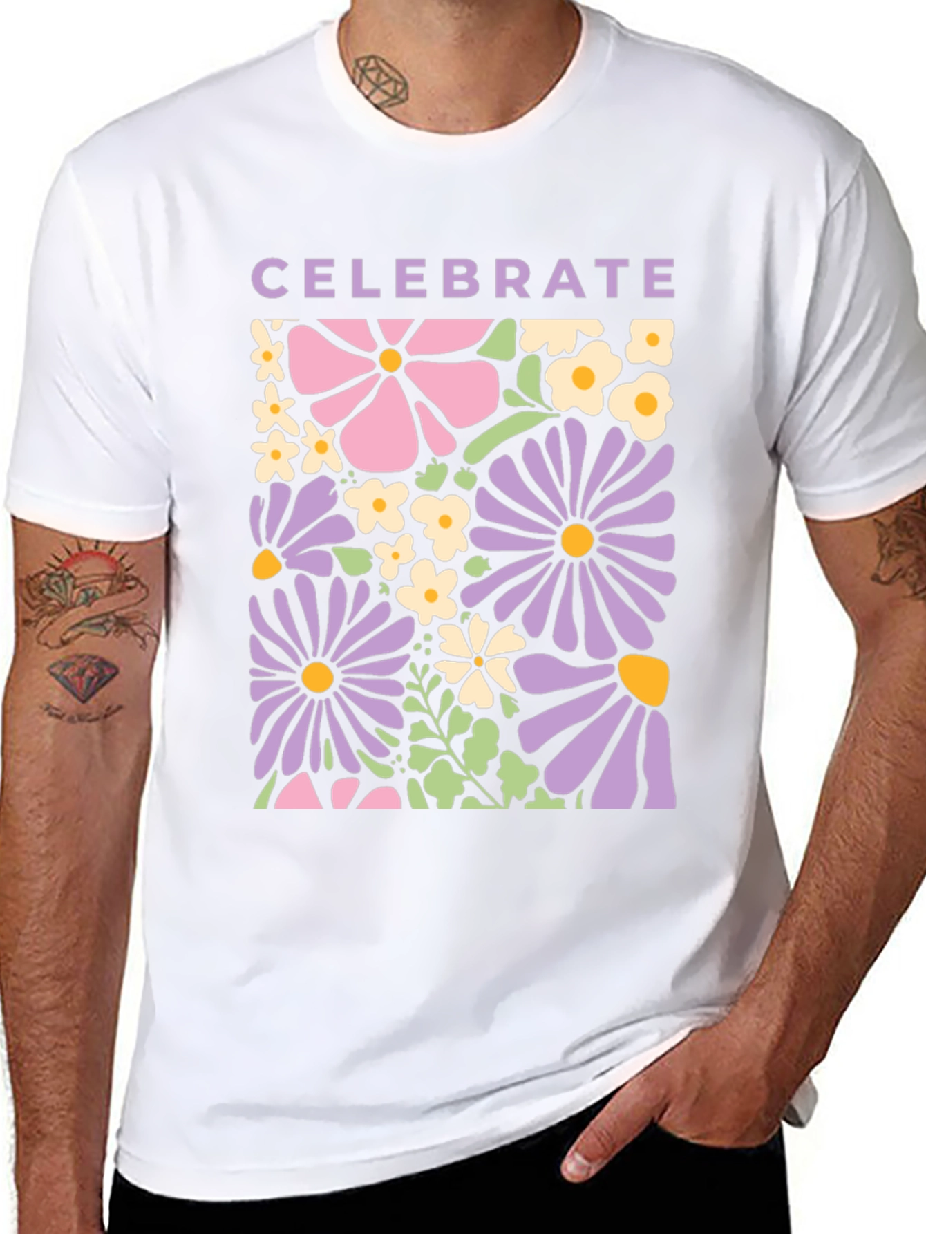 Celebrate Floral Graphic Tee - Retro Flower Power Shirt