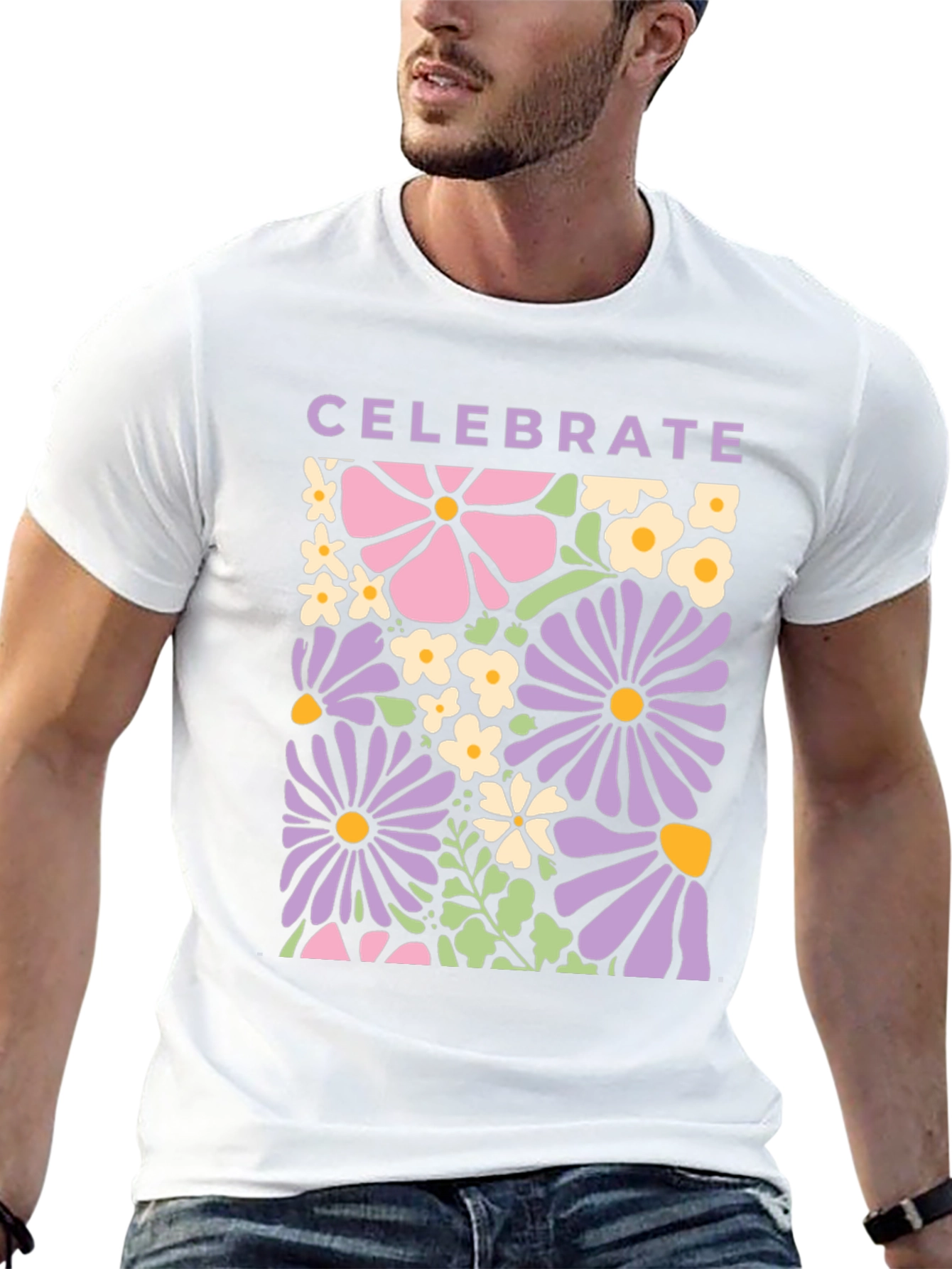 Celebrate Floral Graphic Tee - Retro Flower Power Shirt