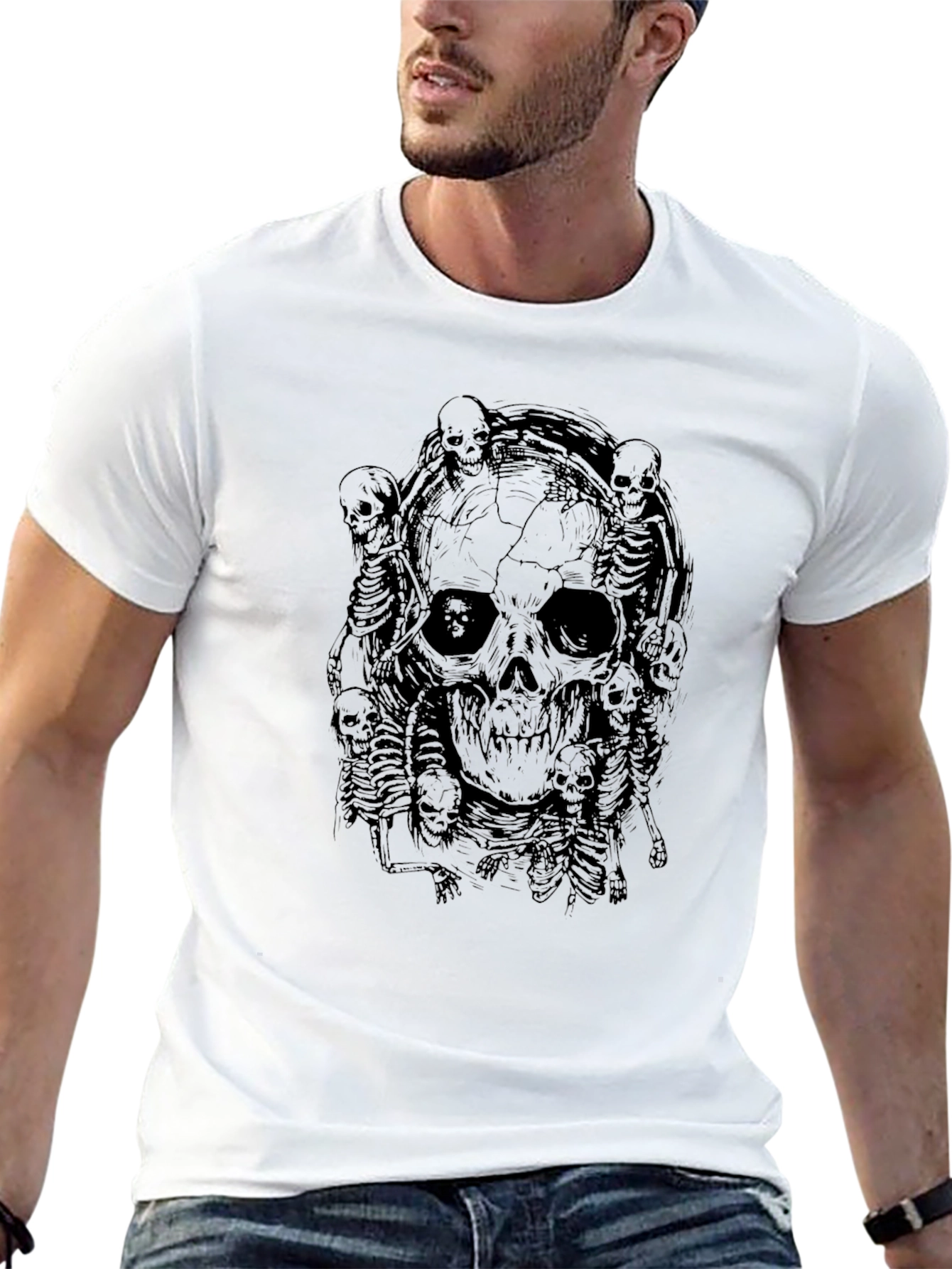 Skull & Skeletons Graphic Print Black T-Shirt