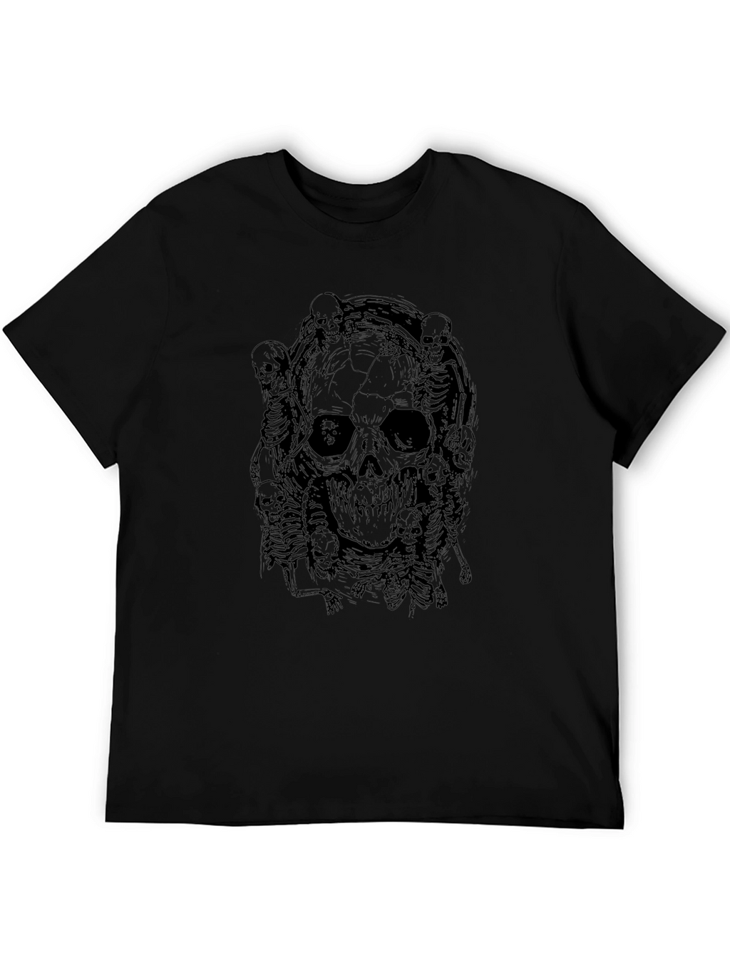 Skull & Skeletons Graphic Print Black T-Shirt