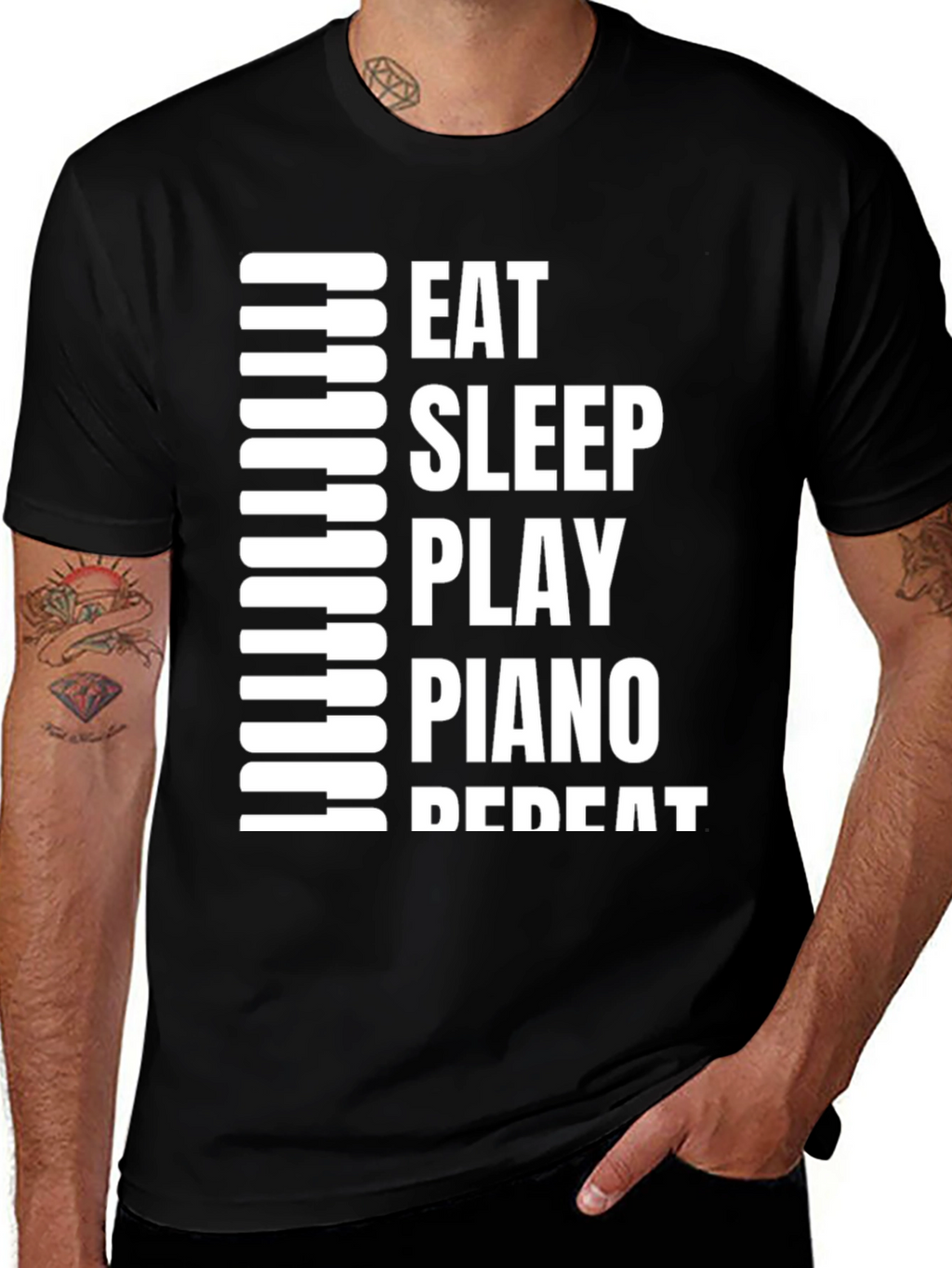Eat Sleep Play Piano Repeat Graphic T-Shirt