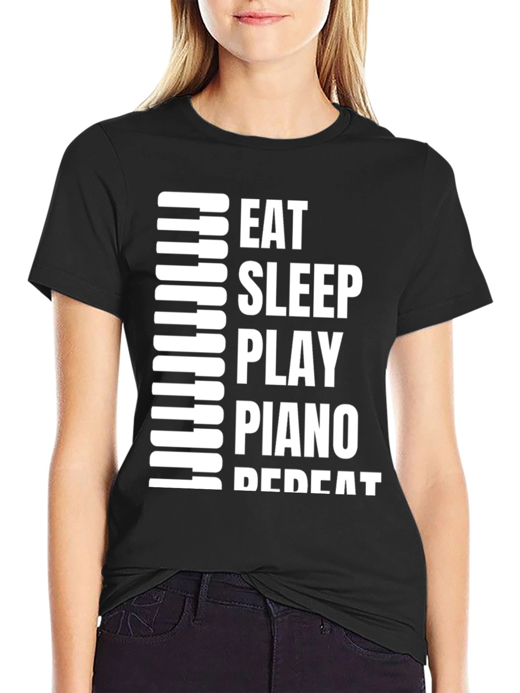 Eat Sleep Play Piano Repeat Graphic T-Shirt