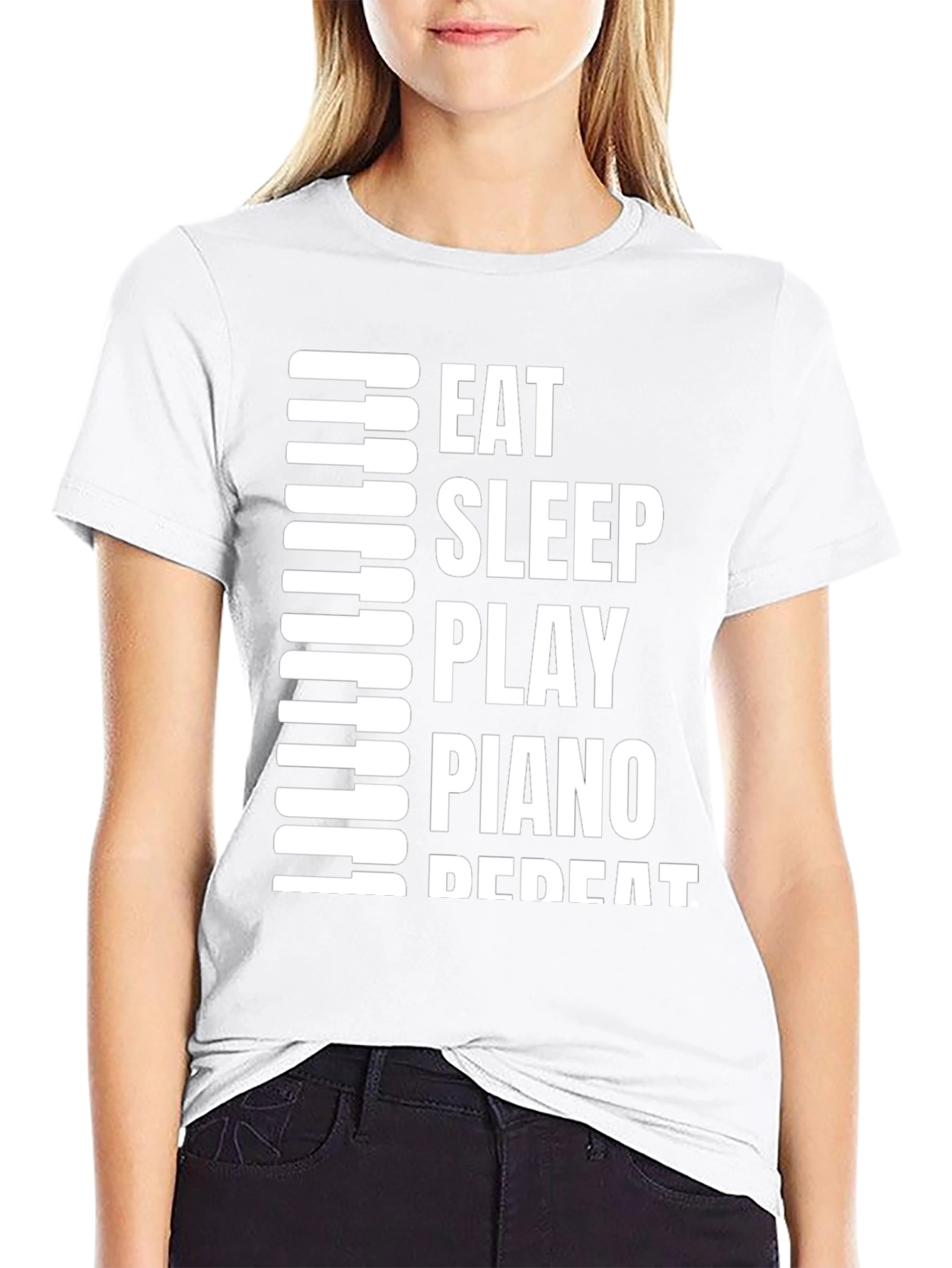 Eat Sleep Play Piano Repeat Graphic T-Shirt