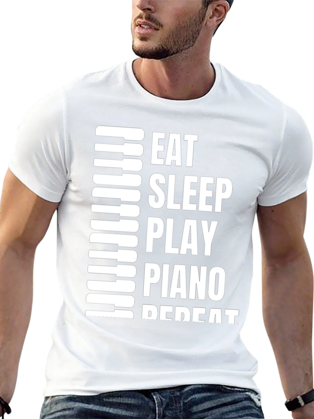 Eat Sleep Play Piano Repeat Graphic T-Shirt