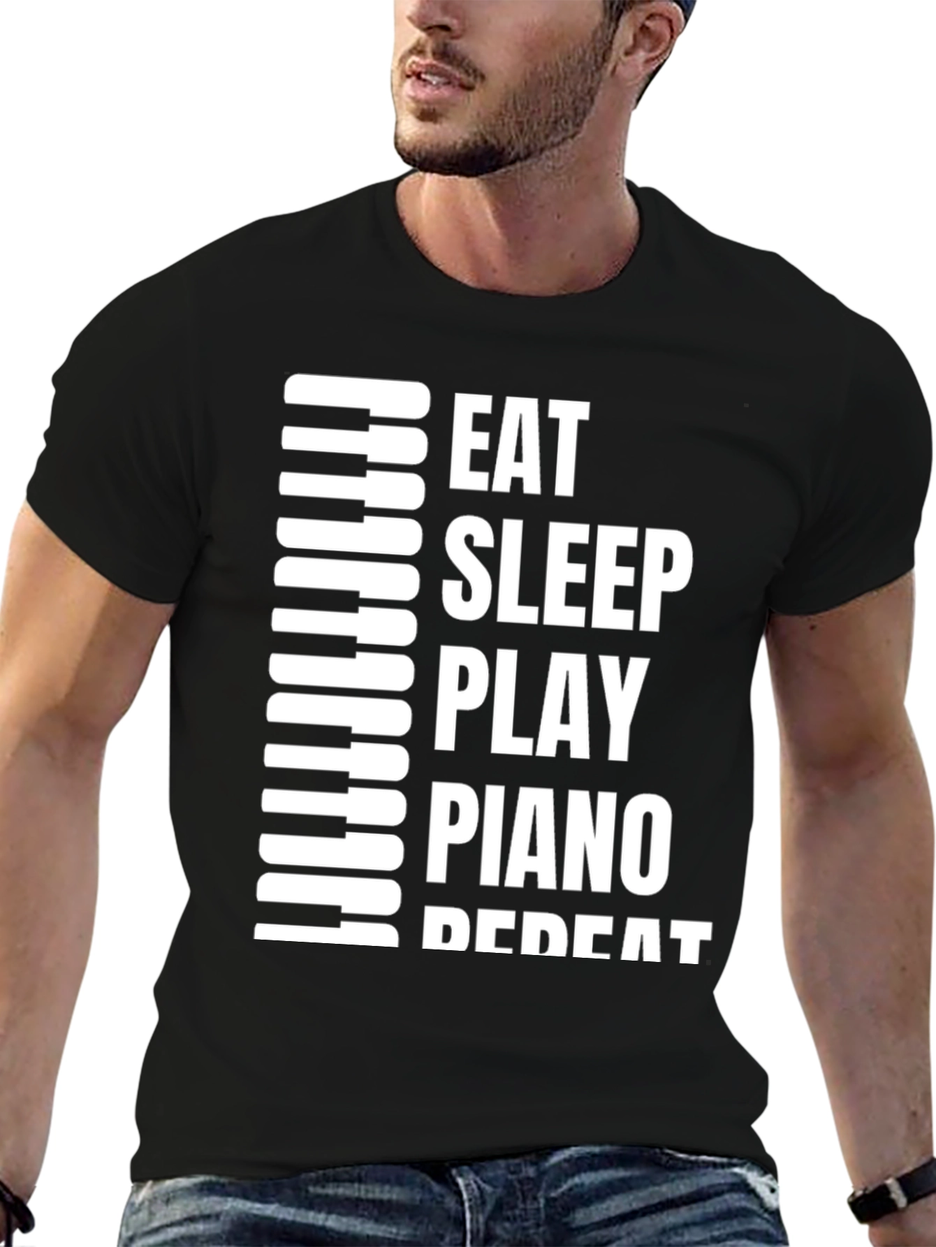 Eat Sleep Play Piano Repeat Graphic T-Shirt