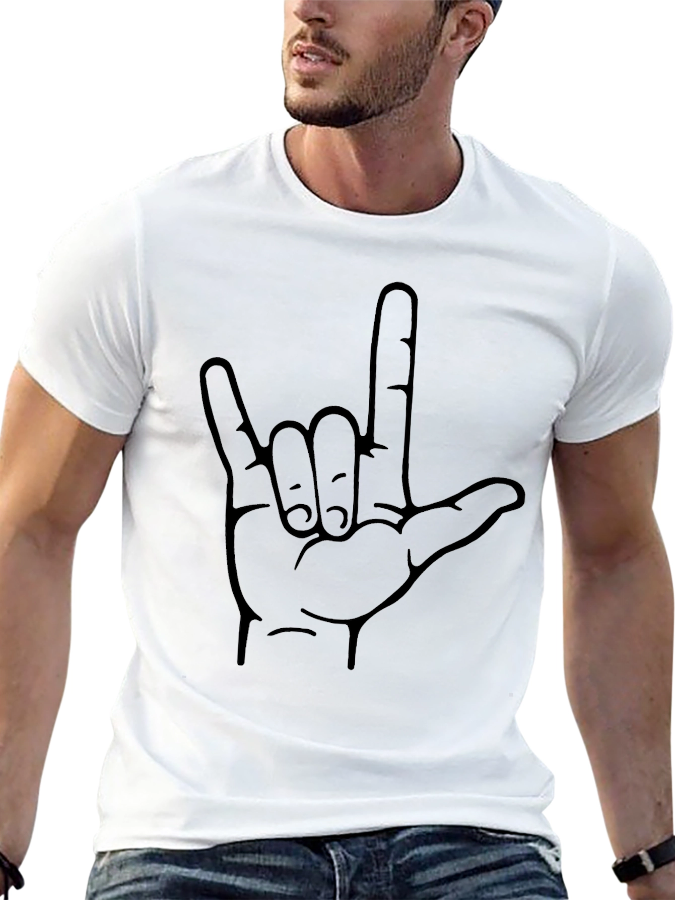 Black Graphic Tee - I Love You Sign