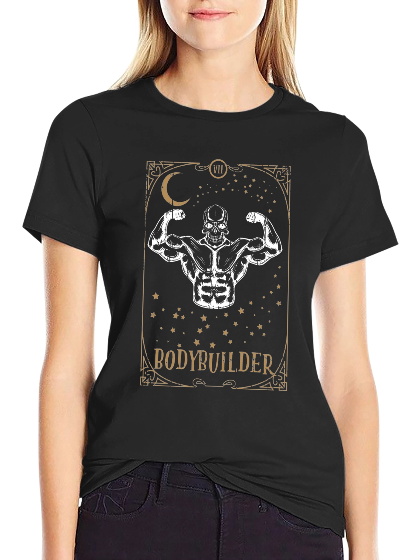 Bodybuilder Skeleton Graphic Tee - Fitness Motivation