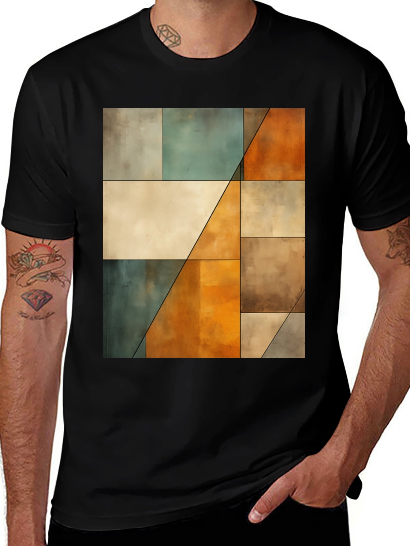 Abstract Geometric Block Print Tee