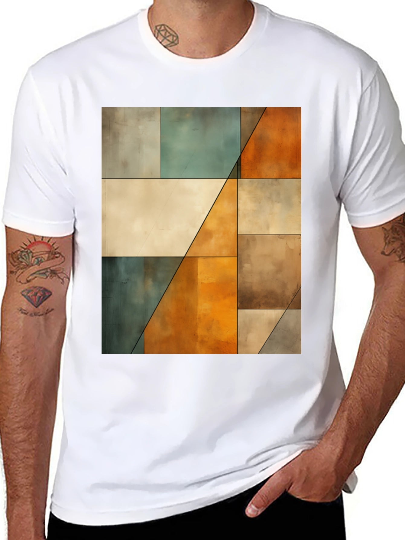 Abstract Geometric Block Print Tee