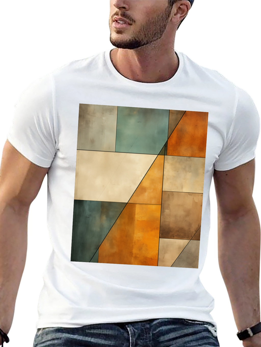 Abstract Geometric Block Print Tee
