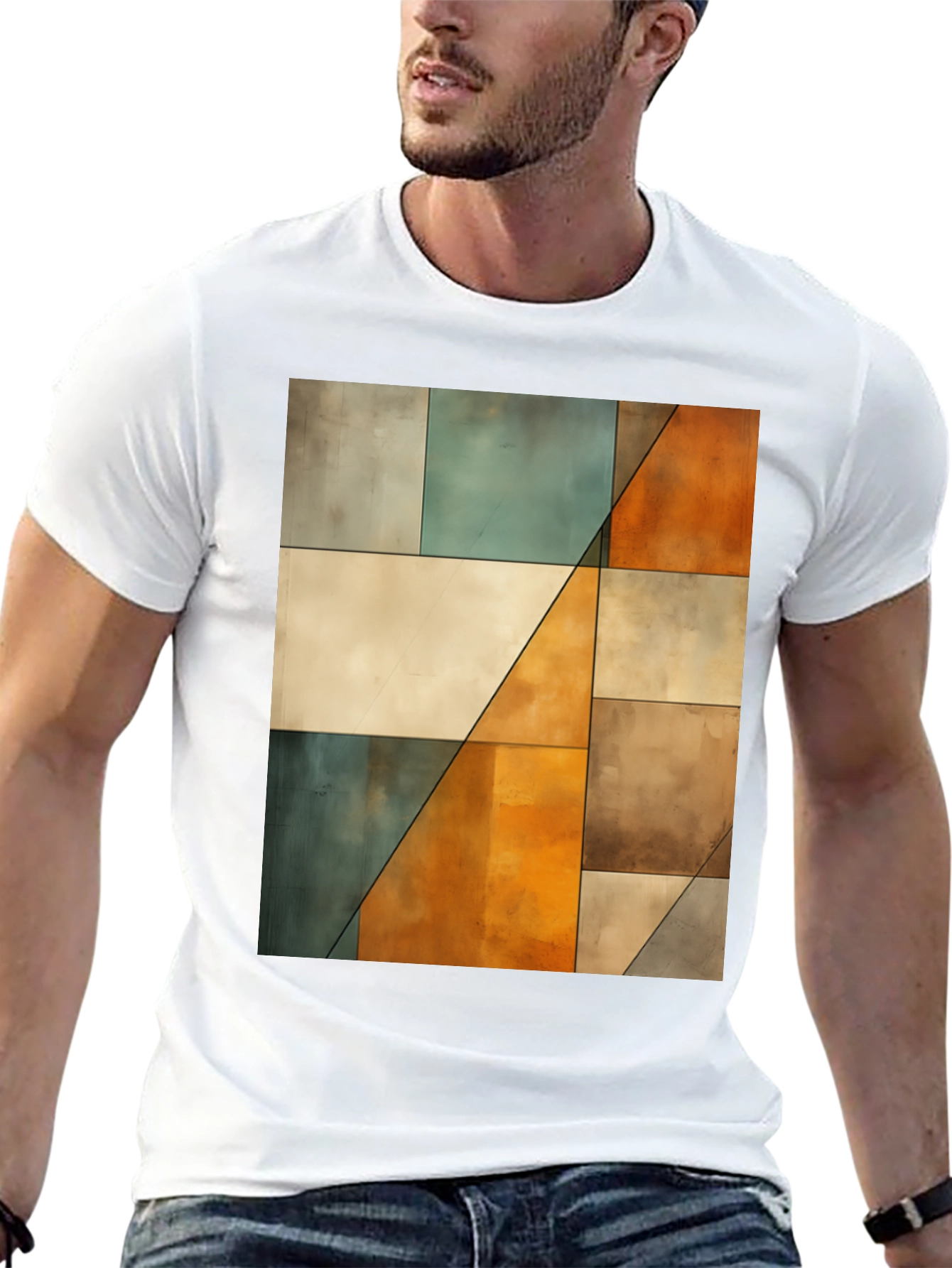 Abstract Geometric Block Print Tee