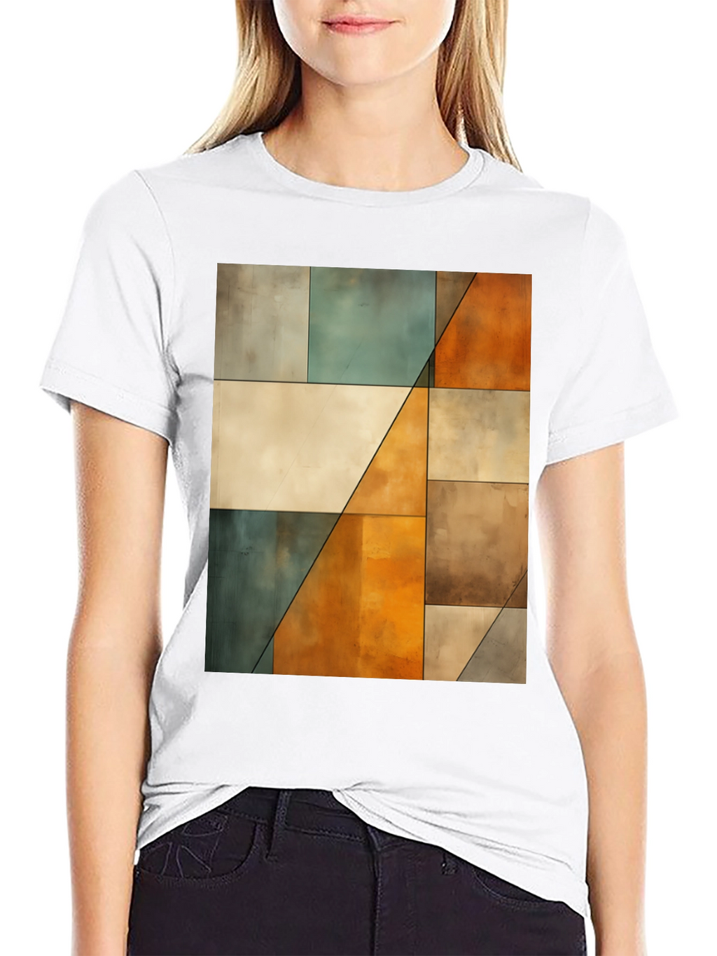 Abstract Geometric Block Print Tee