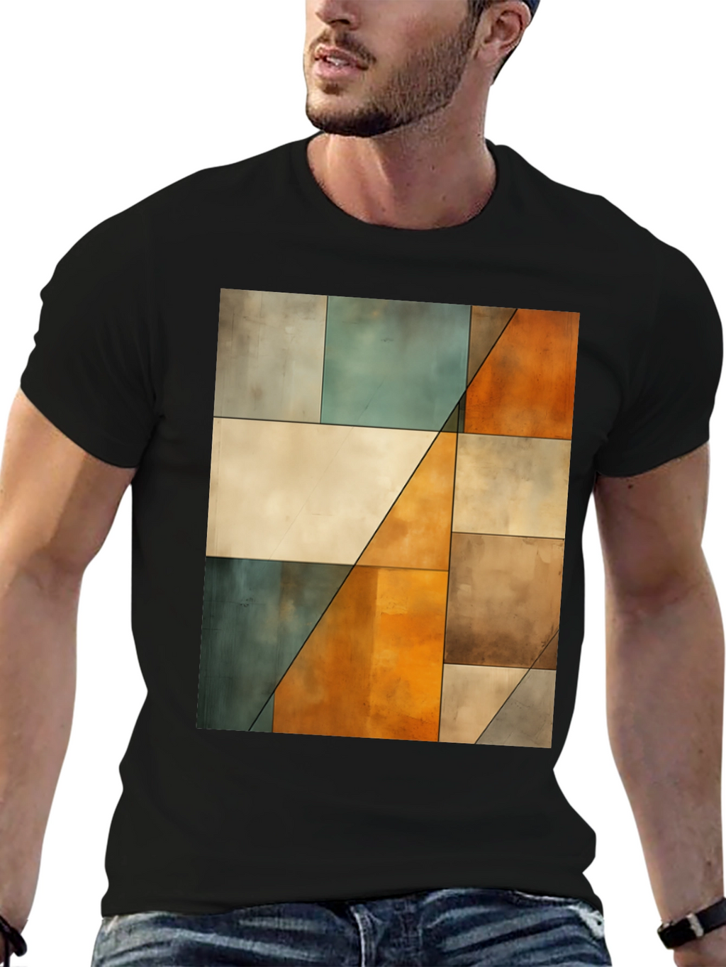 Abstract Geometric Block Print Tee
