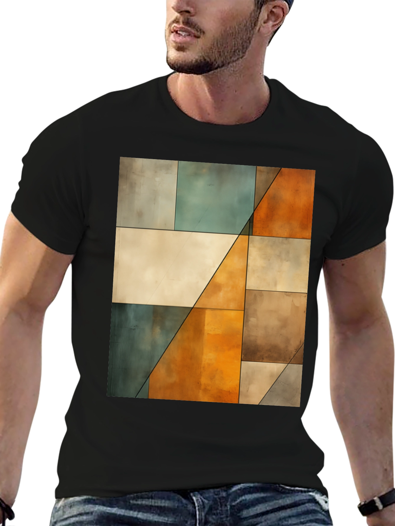 Abstract Geometric Block Print Tee