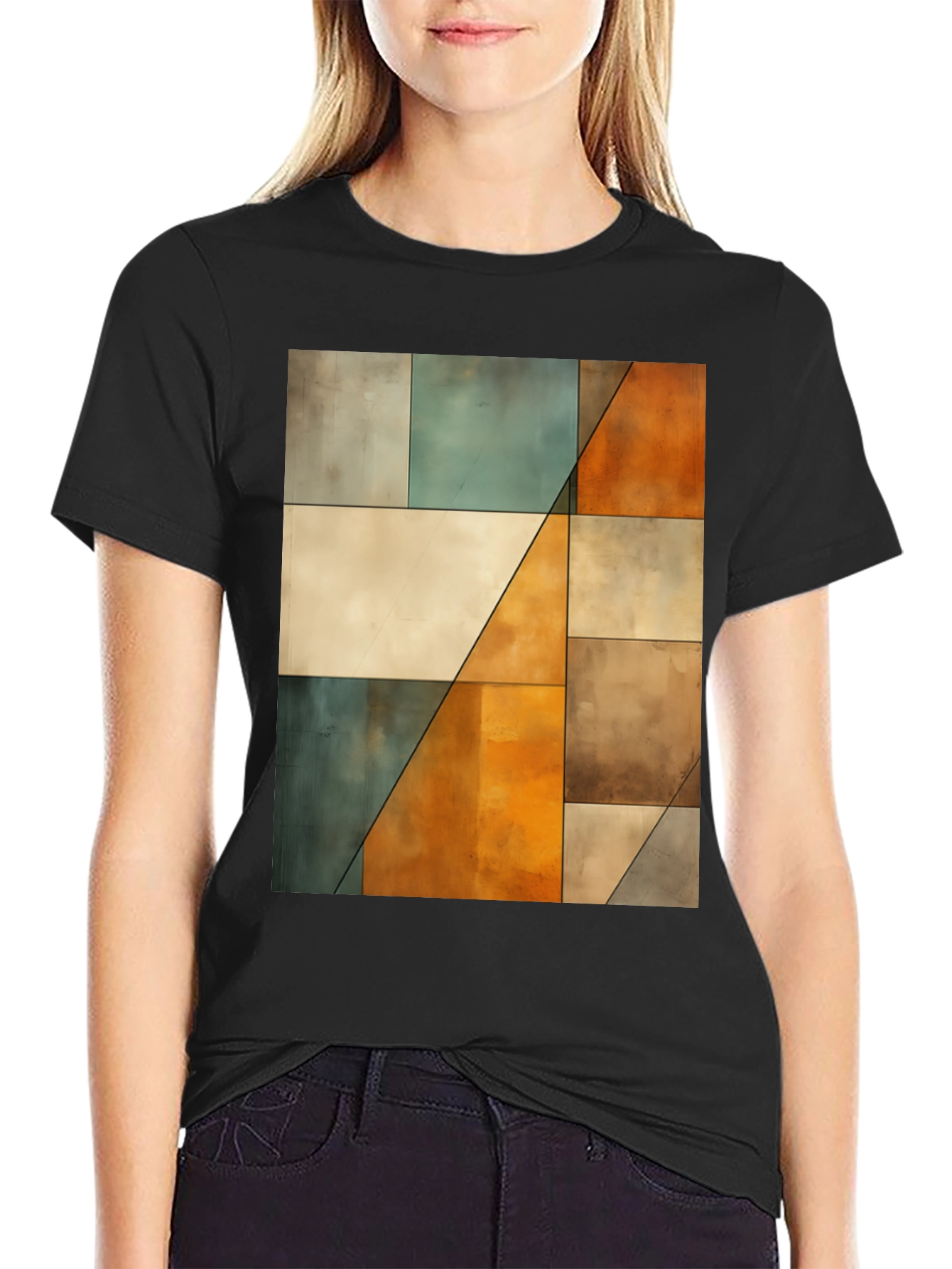 Abstract Geometric Block Print Tee