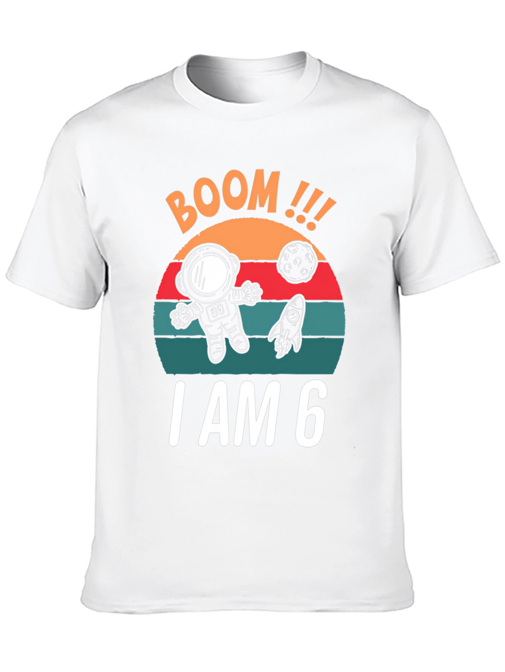 BOOM I am 6 Birthday Space T-Shirt