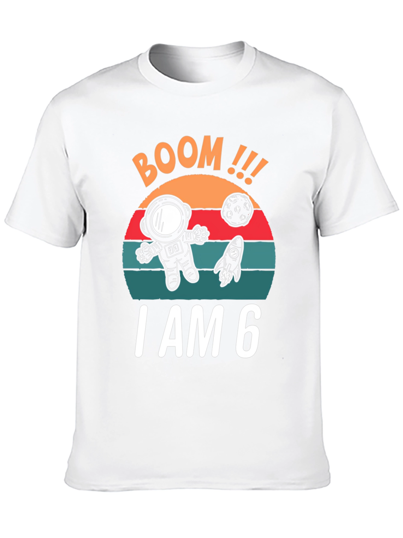 BOOM I am 6 Birthday Space T-Shirt
