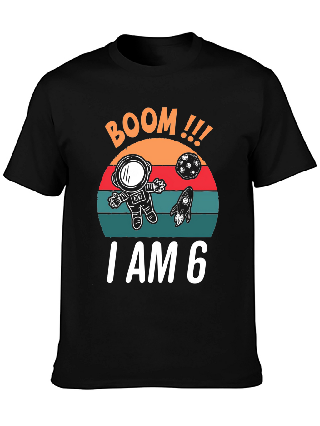 BOOM I am 6 Birthday Space T-Shirt
