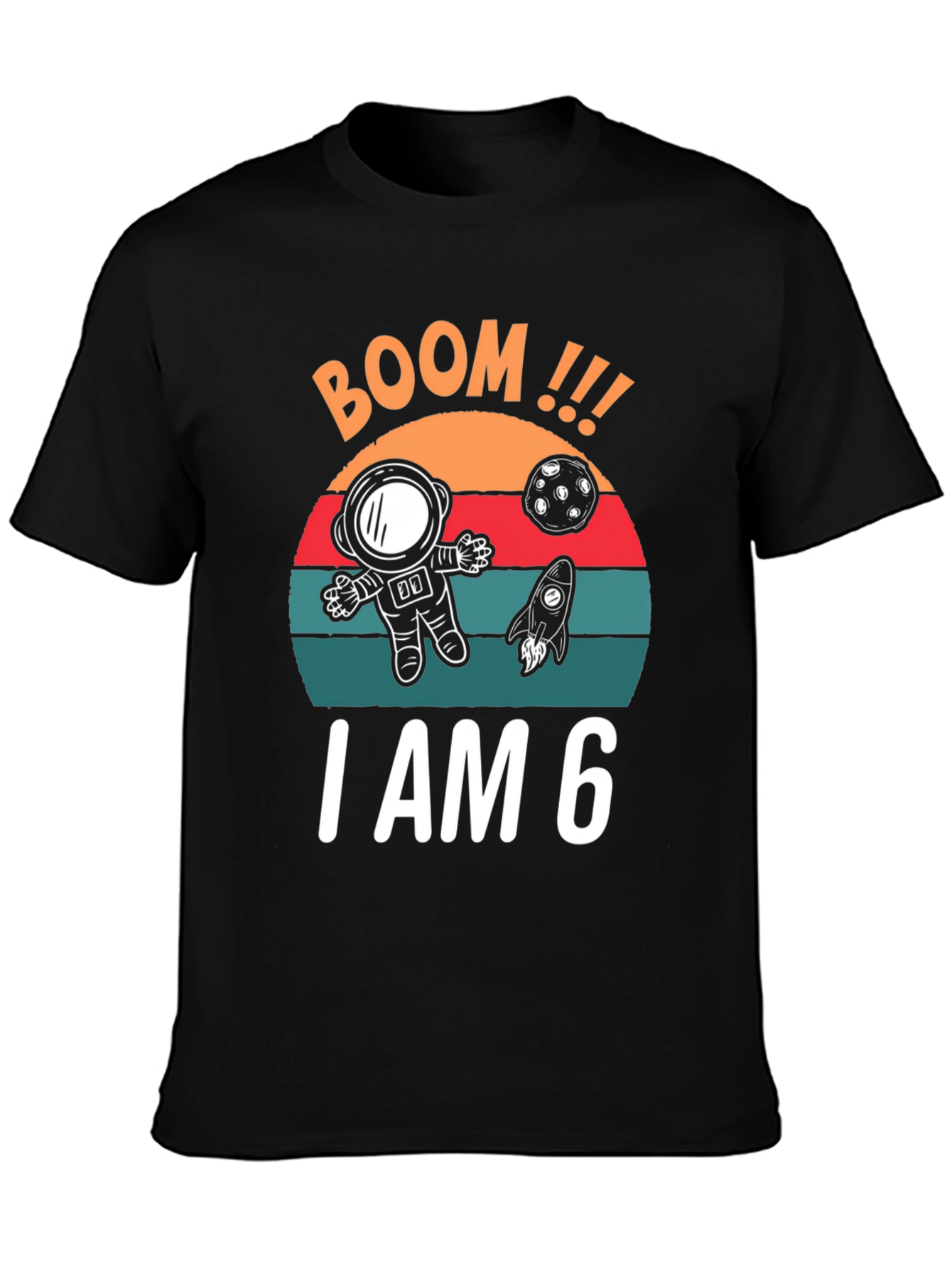 BOOM I am 6 Birthday Space T-Shirt