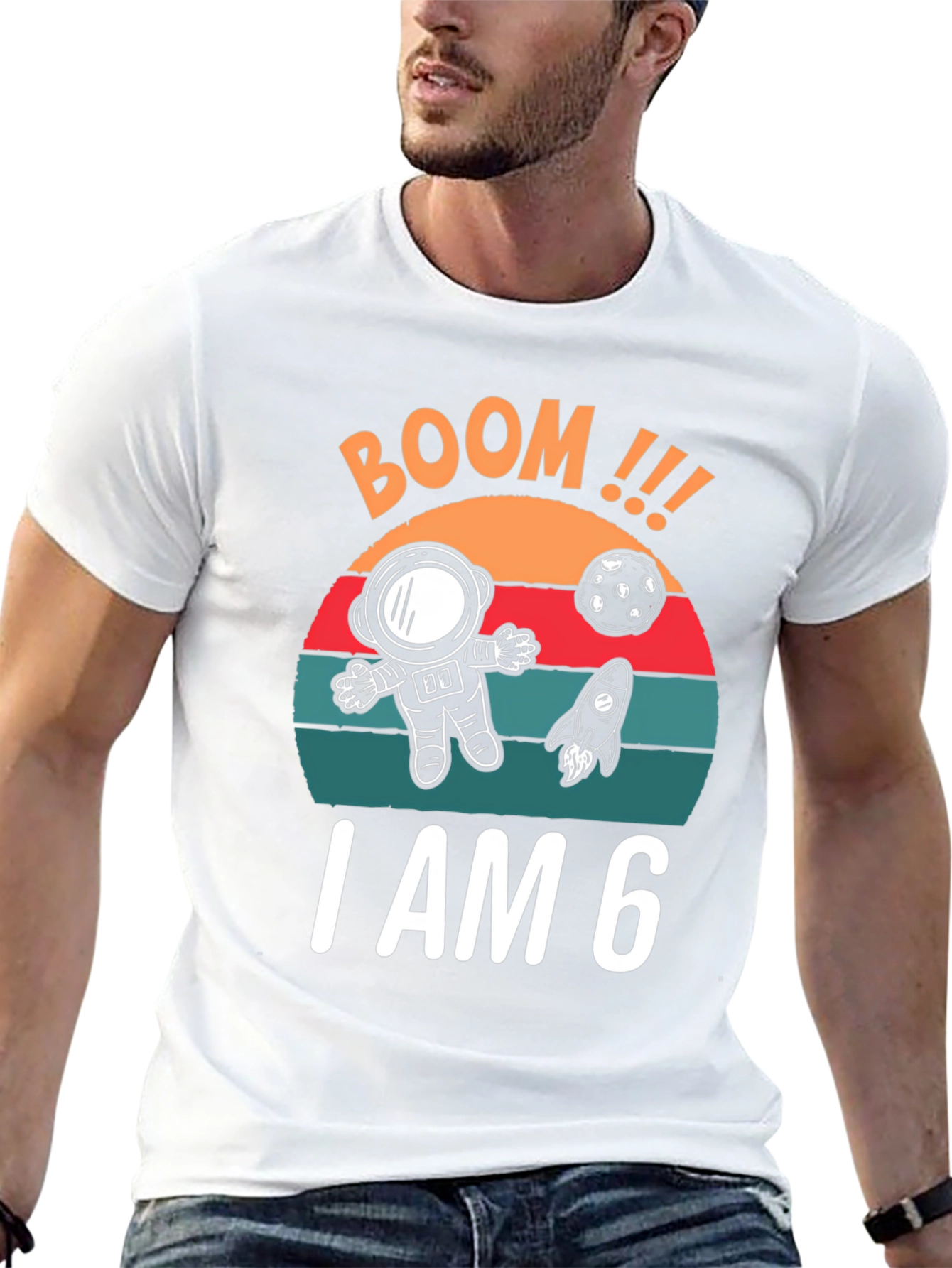 BOOM I am 6 Birthday Space T-Shirt