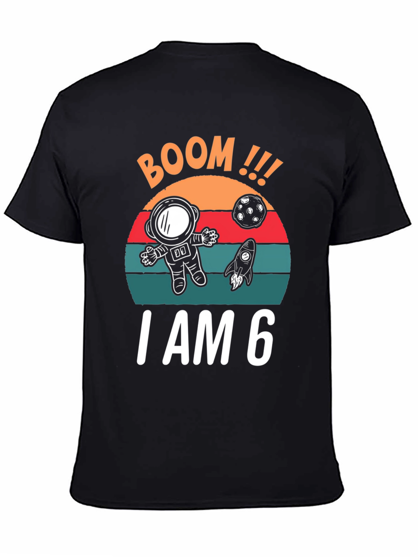 BOOM I am 6 Birthday Space T-Shirt