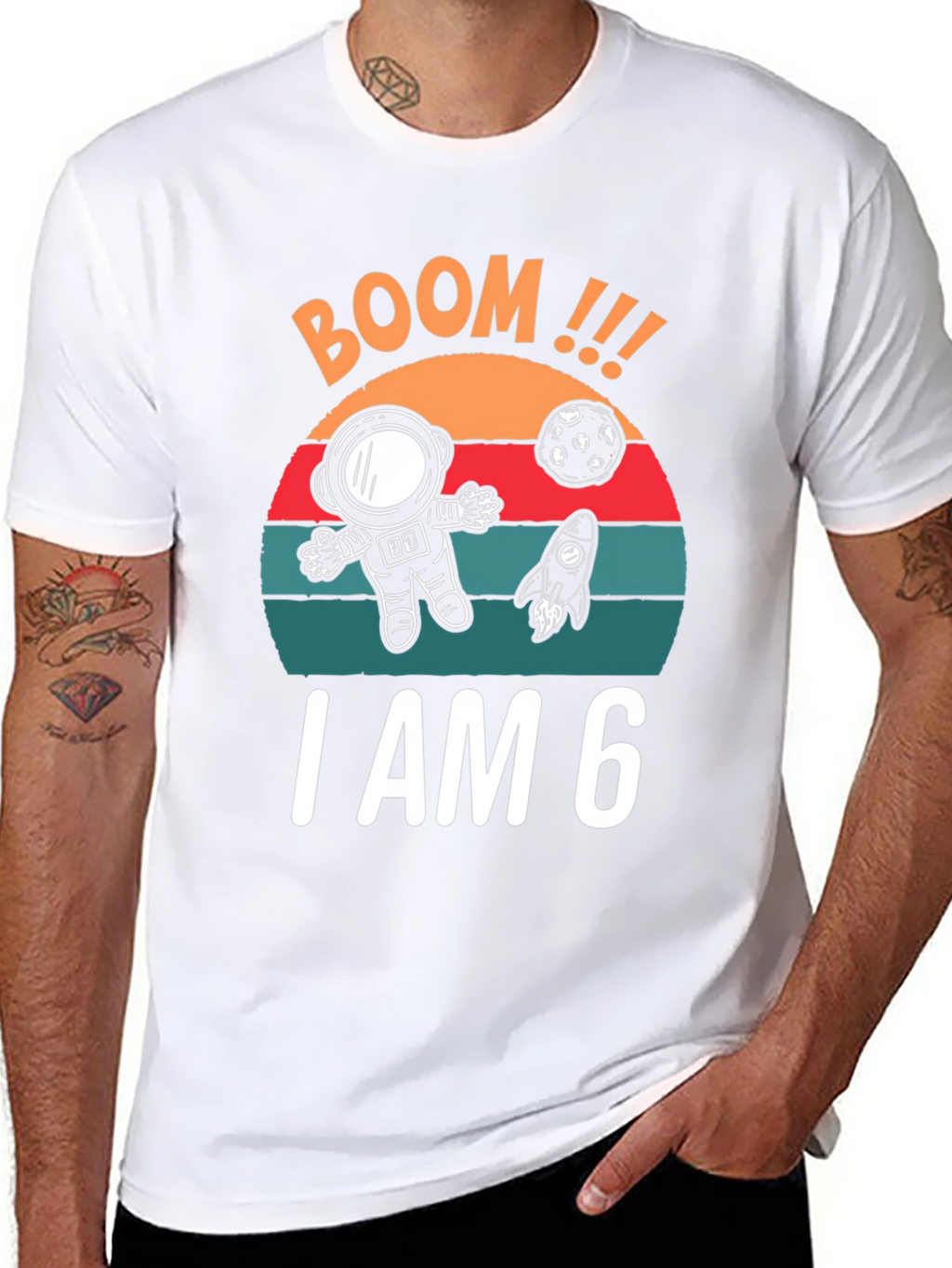 BOOM I am 6 Birthday Space T-Shirt