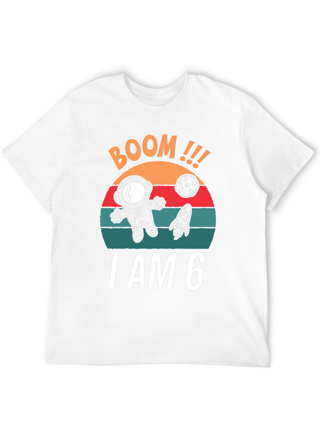 BOOM I am 6 Birthday Space T-Shirt
