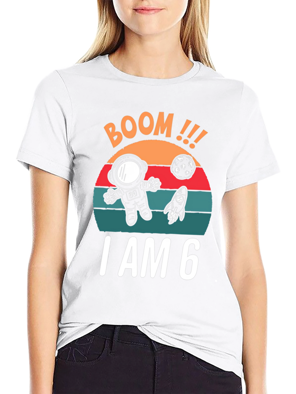 BOOM I am 6 Birthday Space T-Shirt