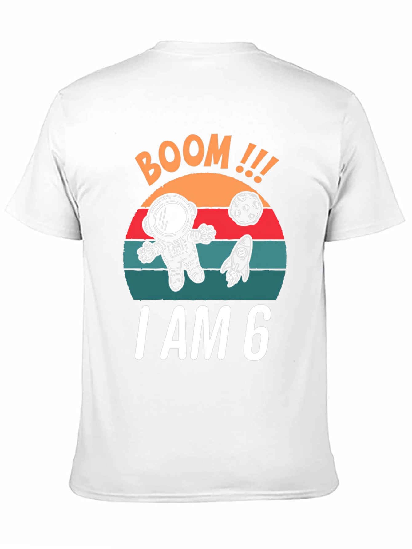 BOOM I am 6 Birthday Space T-Shirt