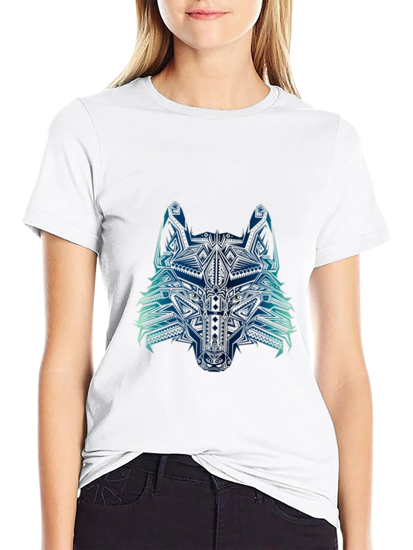 Abstract Wolf Graphic Tee - Mens Black T-Shirt