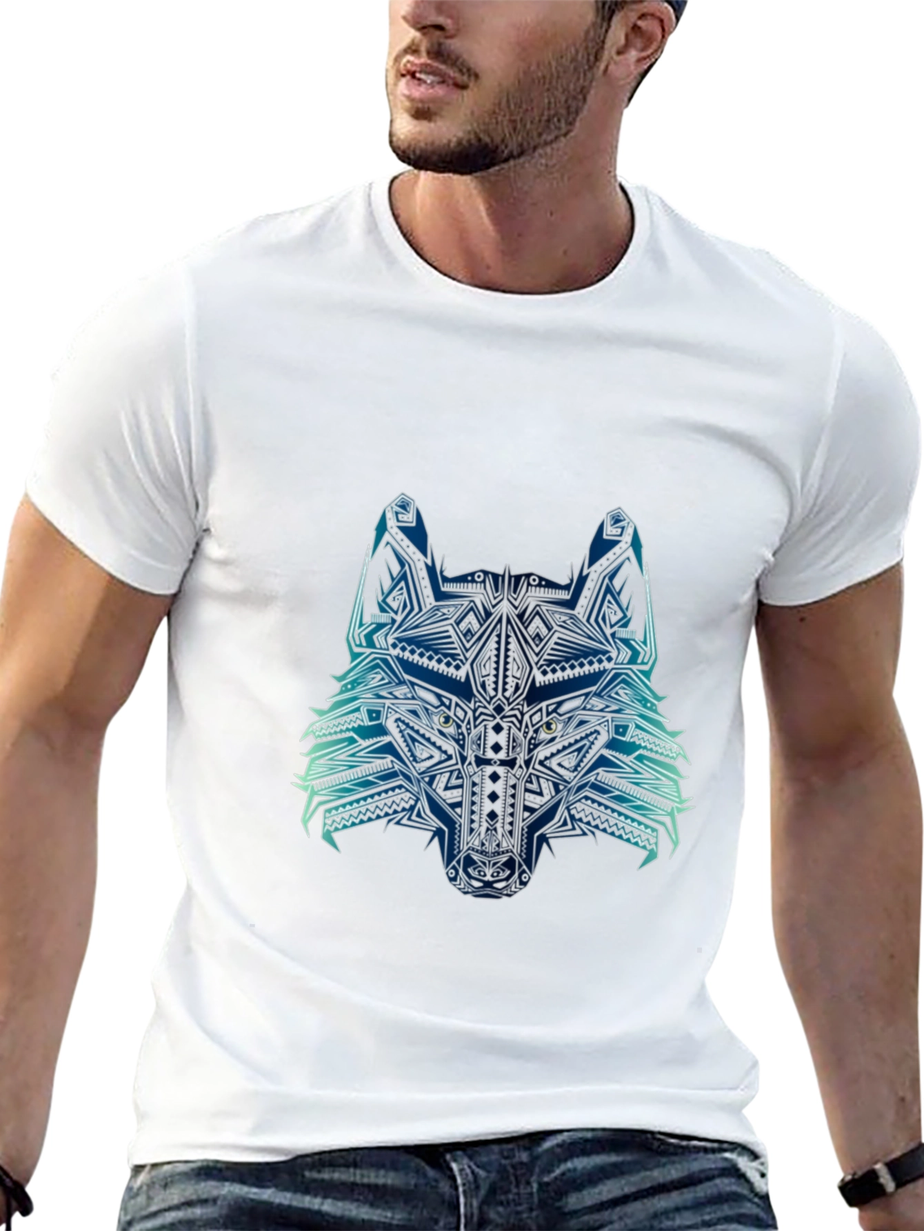 Abstract Wolf Graphic Tee - Mens Black T-Shirt