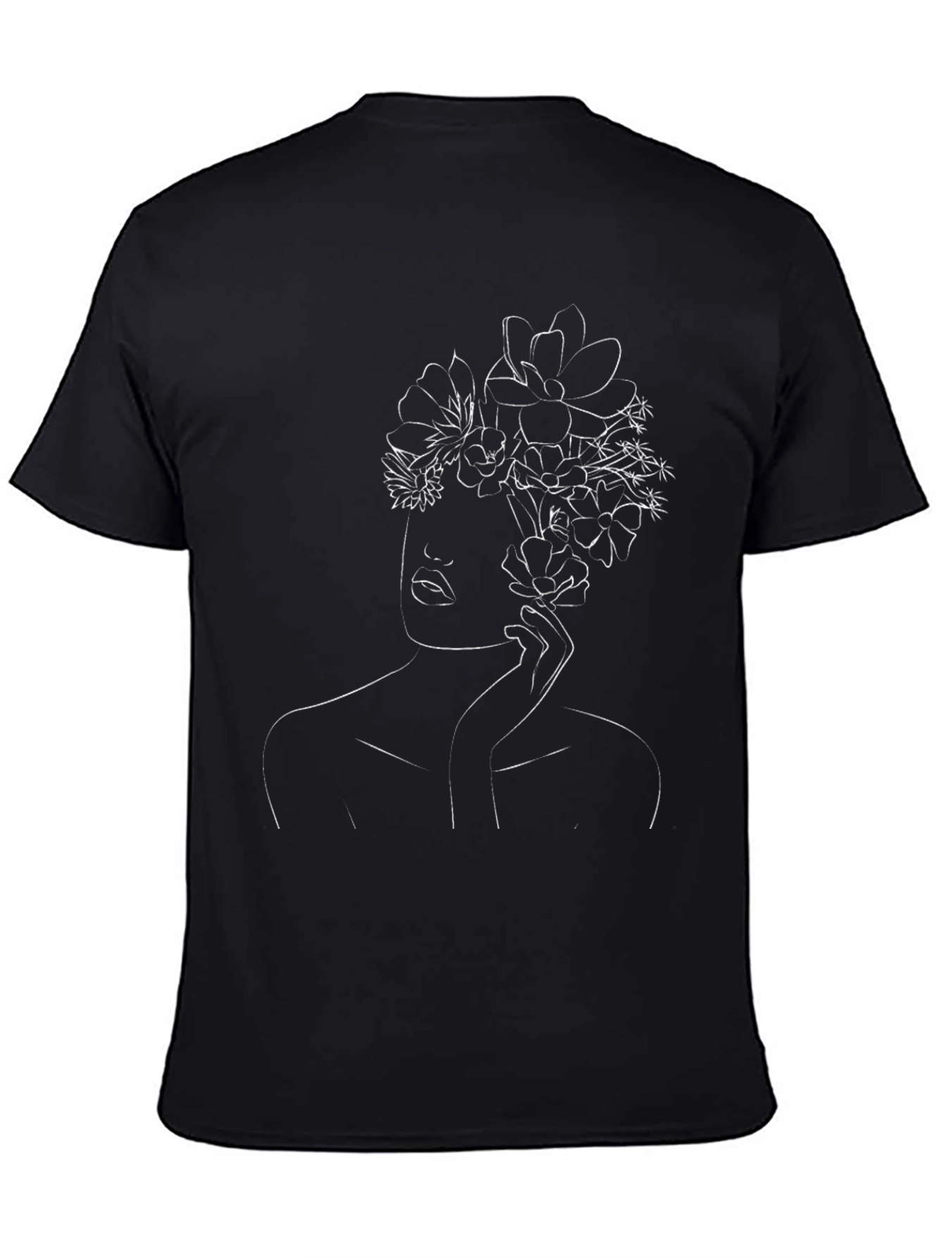 Floral Woman Graphic Tee - Stylish Black T-Shirt