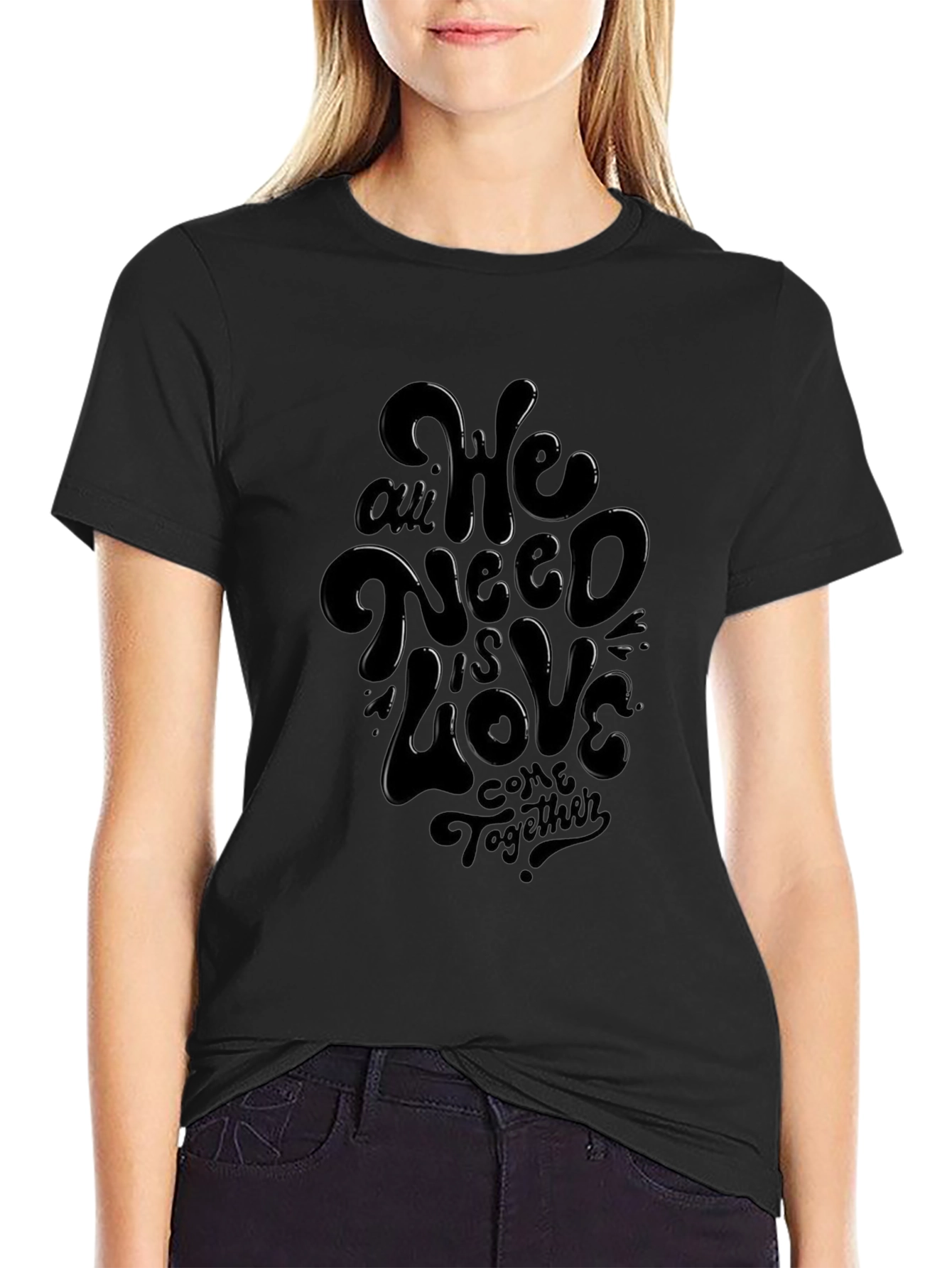We All Need is Love Graphic Black T-Shirt