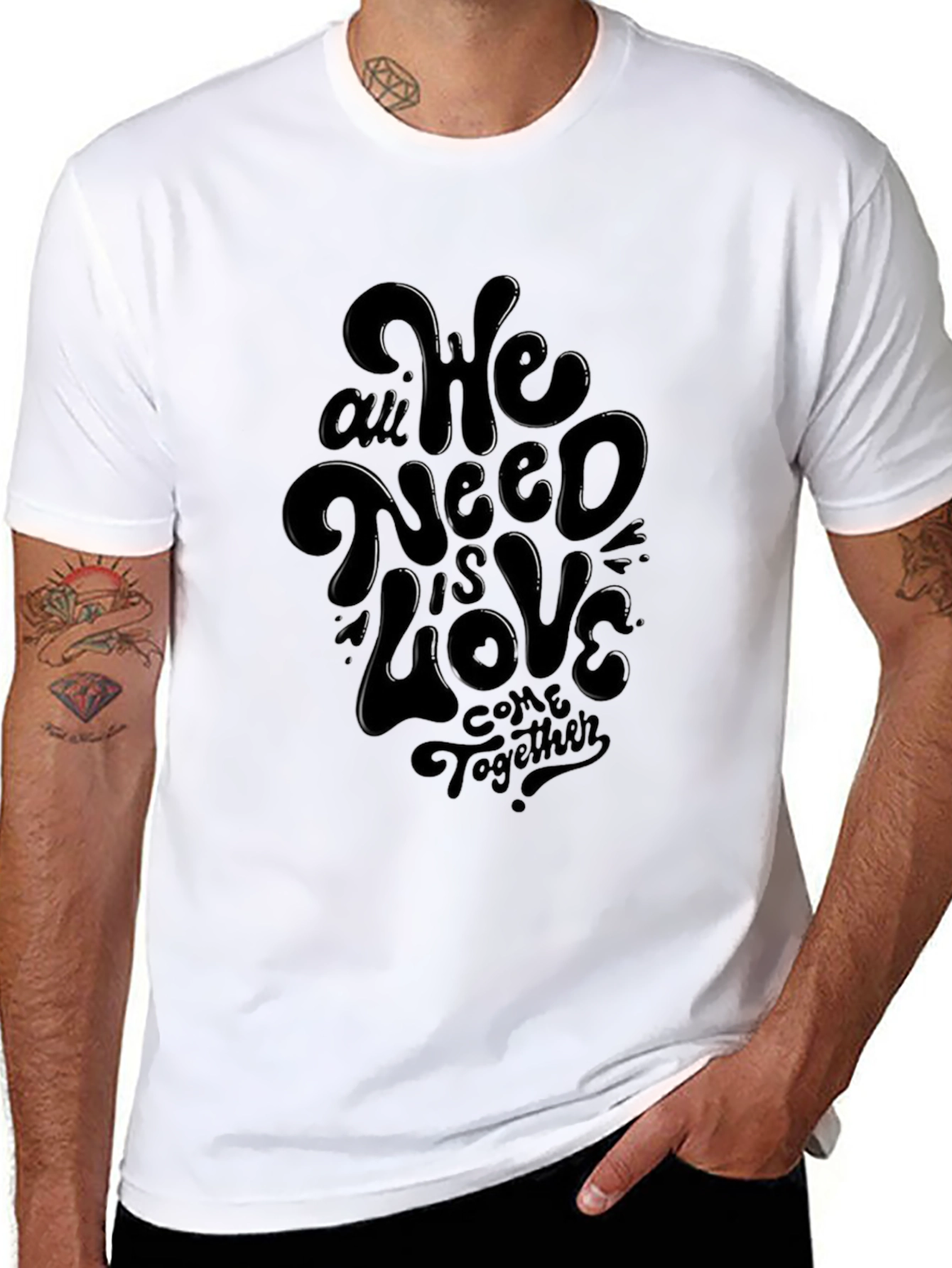 We All Need is Love Graphic Black T-Shirt