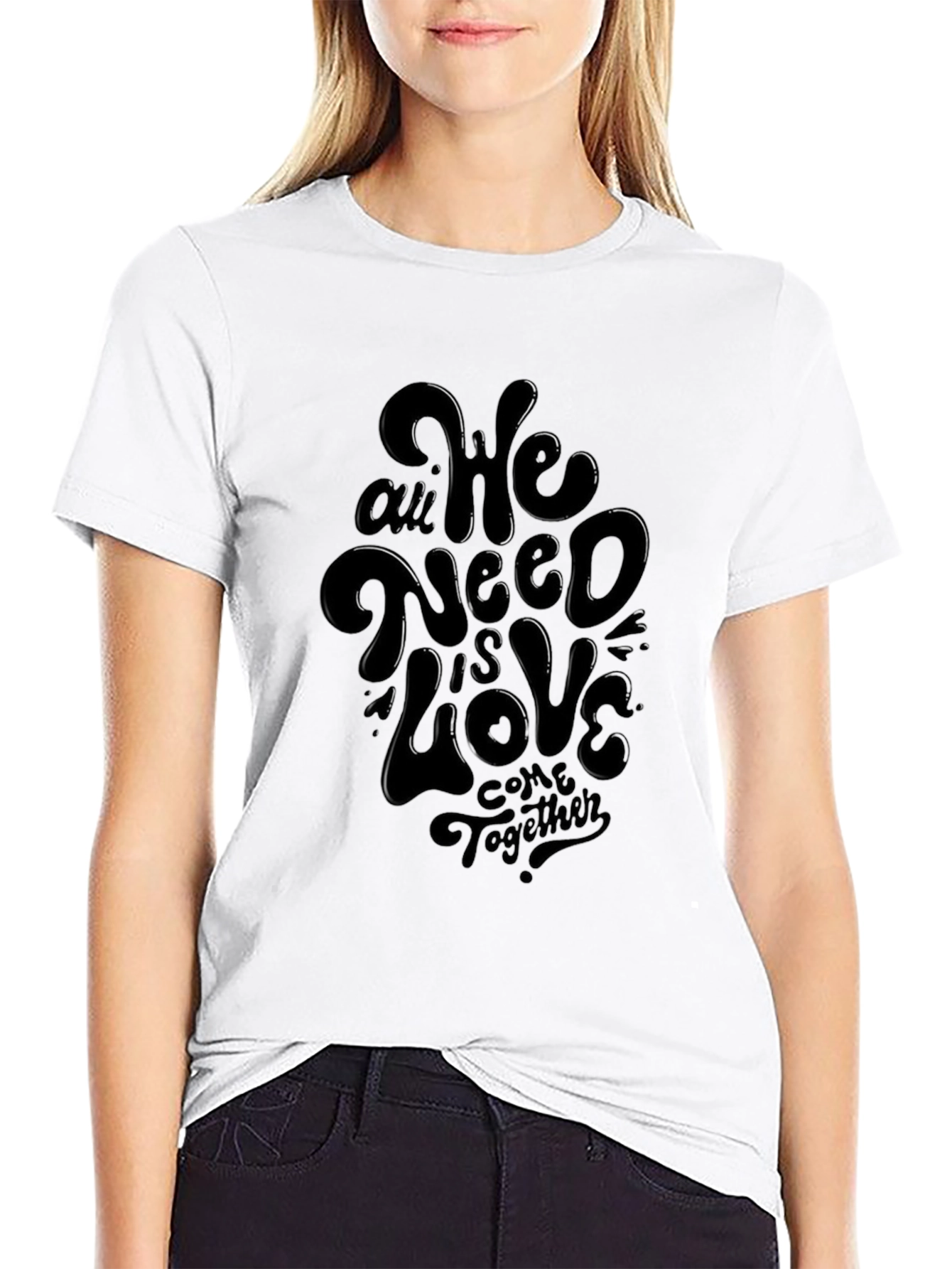 We All Need is Love Graphic Black T-Shirt