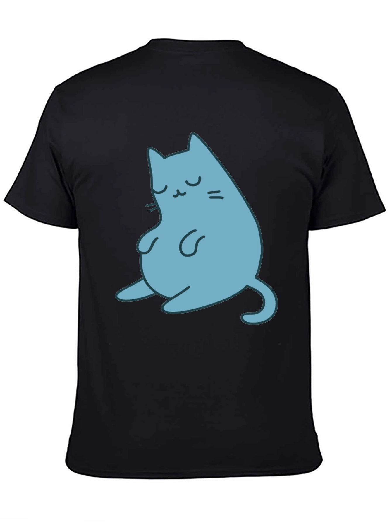 Cute Cat Graphic Black T-Shirt
