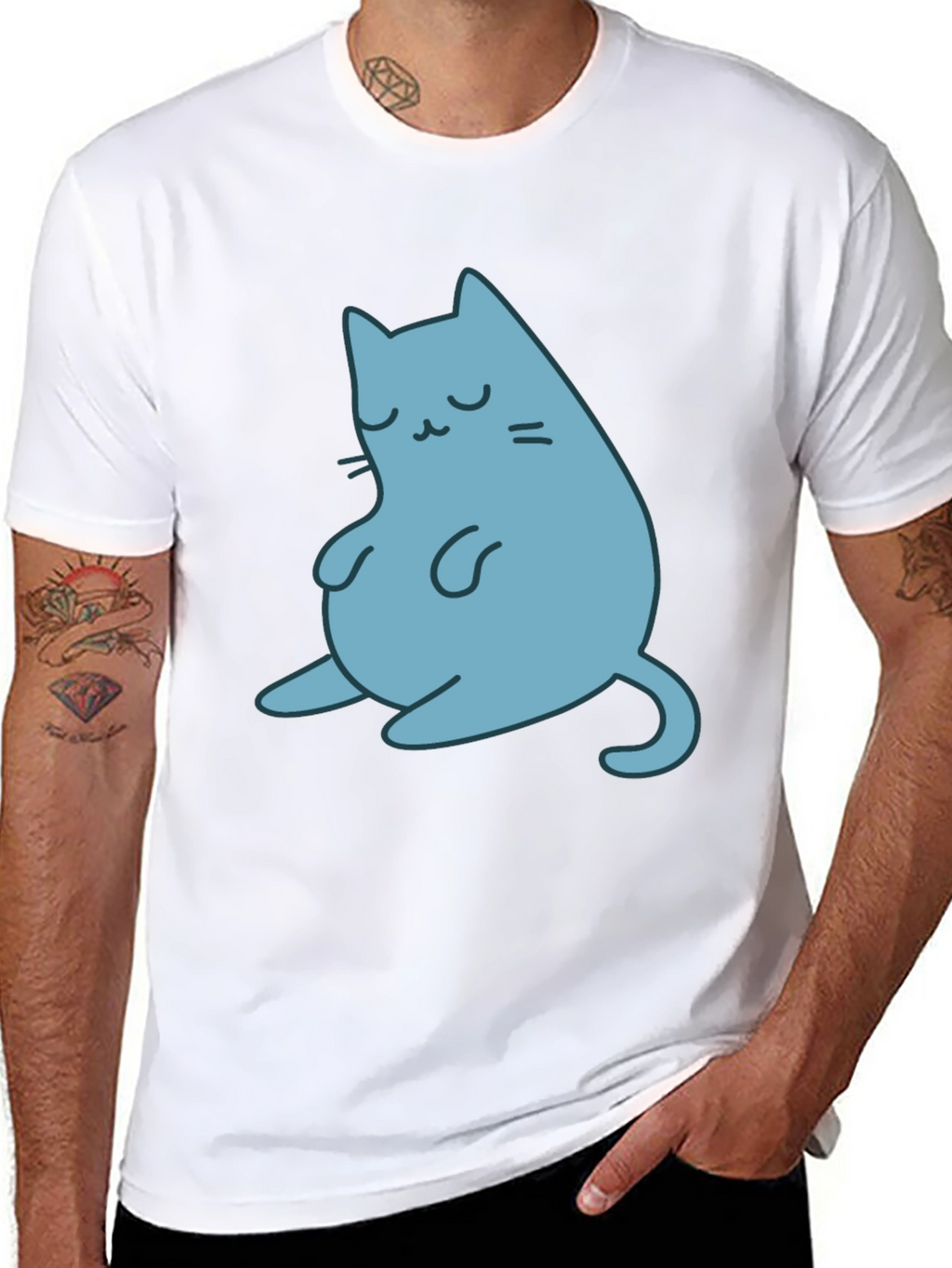 Cute Cat Graphic Black T-Shirt