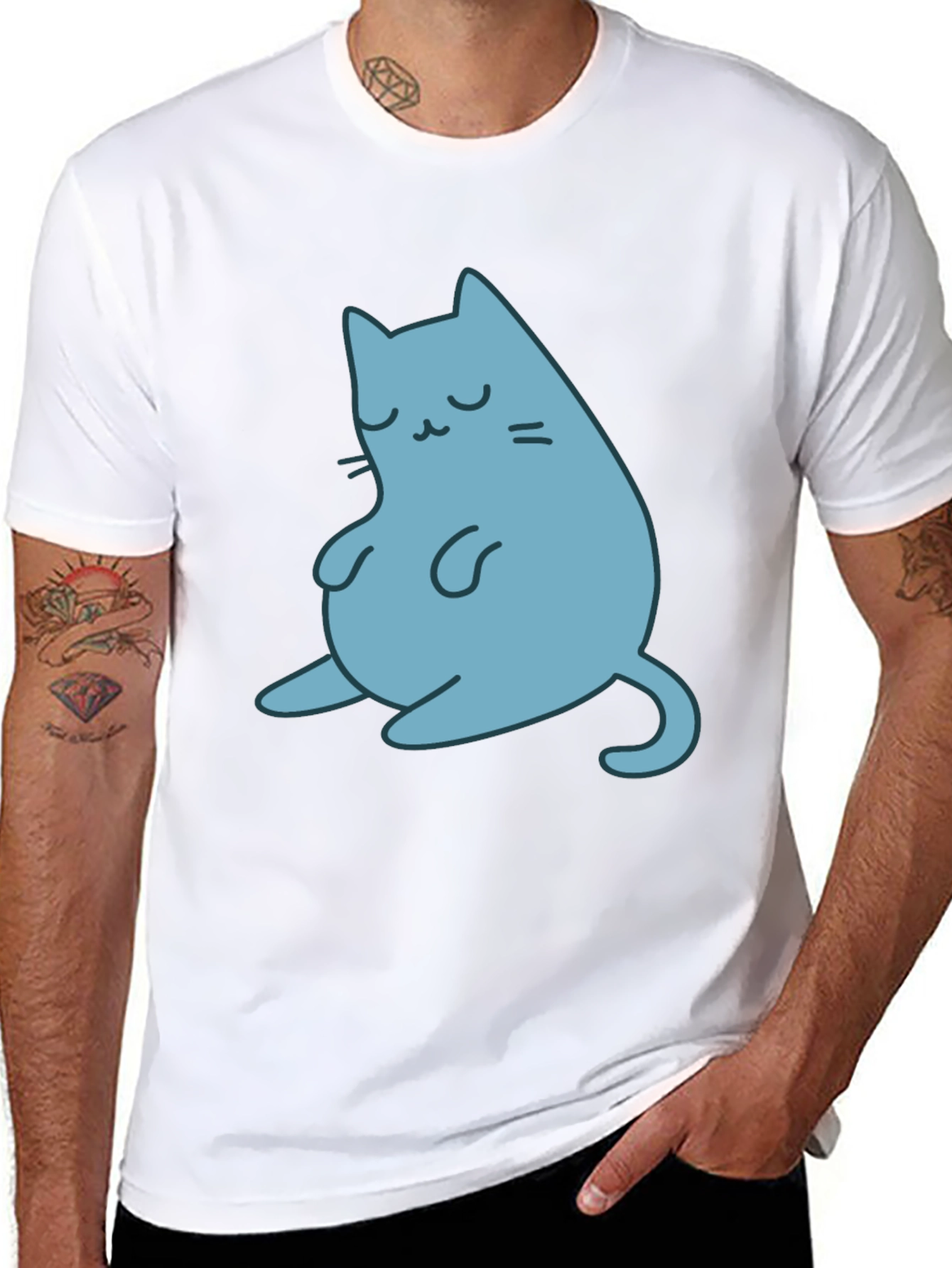 Cute Cat Graphic Black T-Shirt