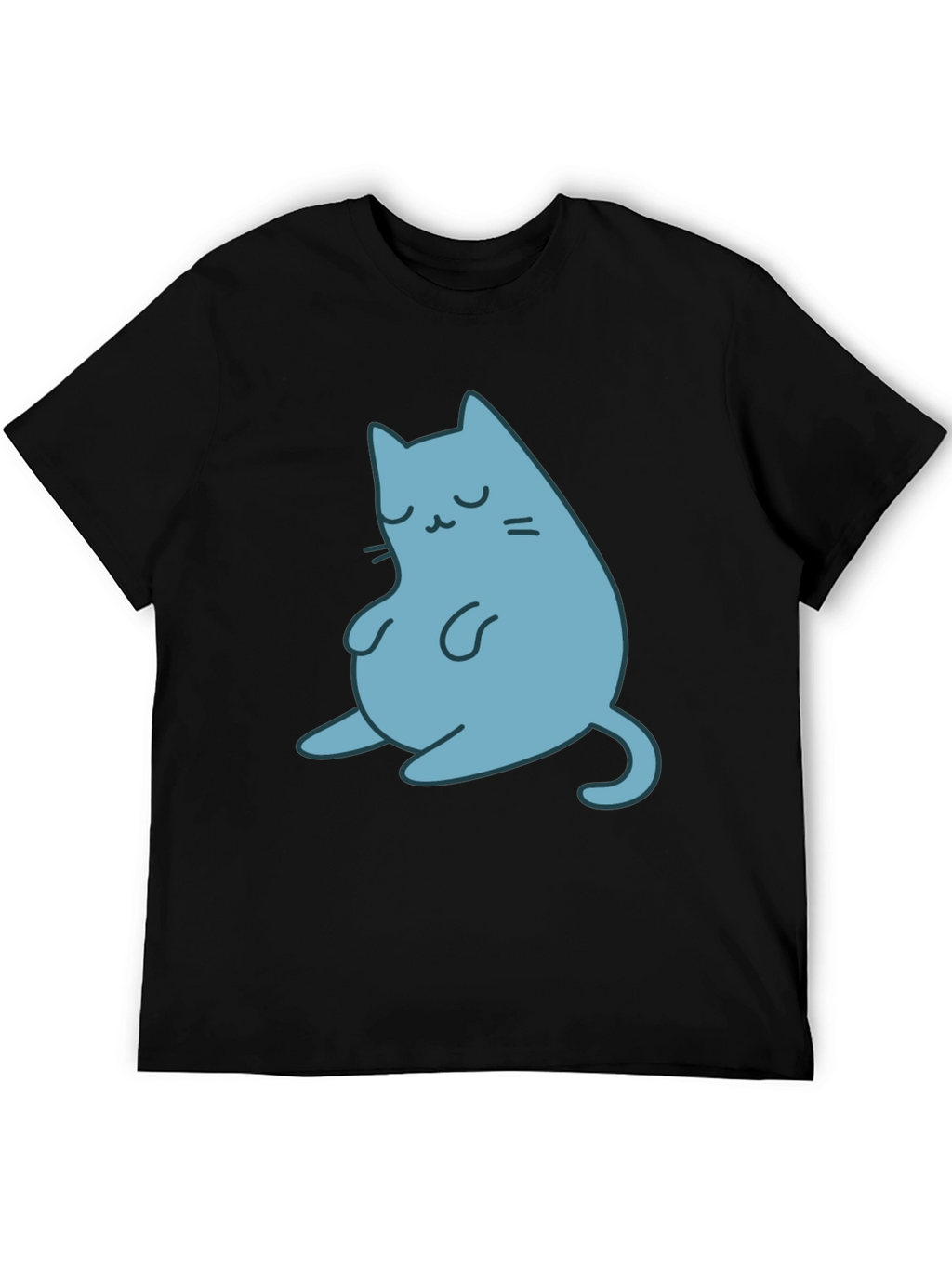 Cute Cat Graphic Black T-Shirt