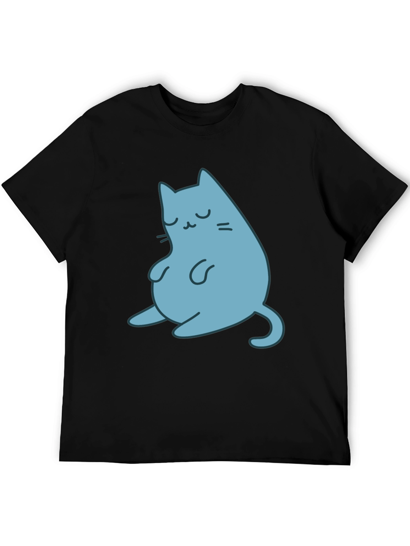 Cute Cat Graphic Black T-Shirt