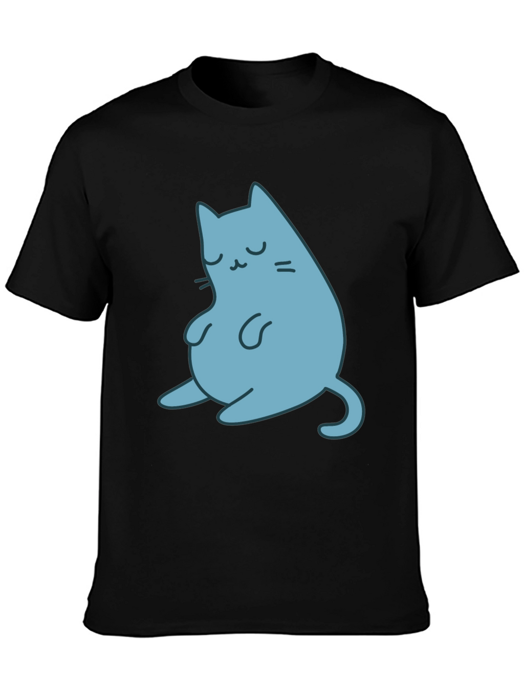 Cute Cat Graphic Black T-Shirt