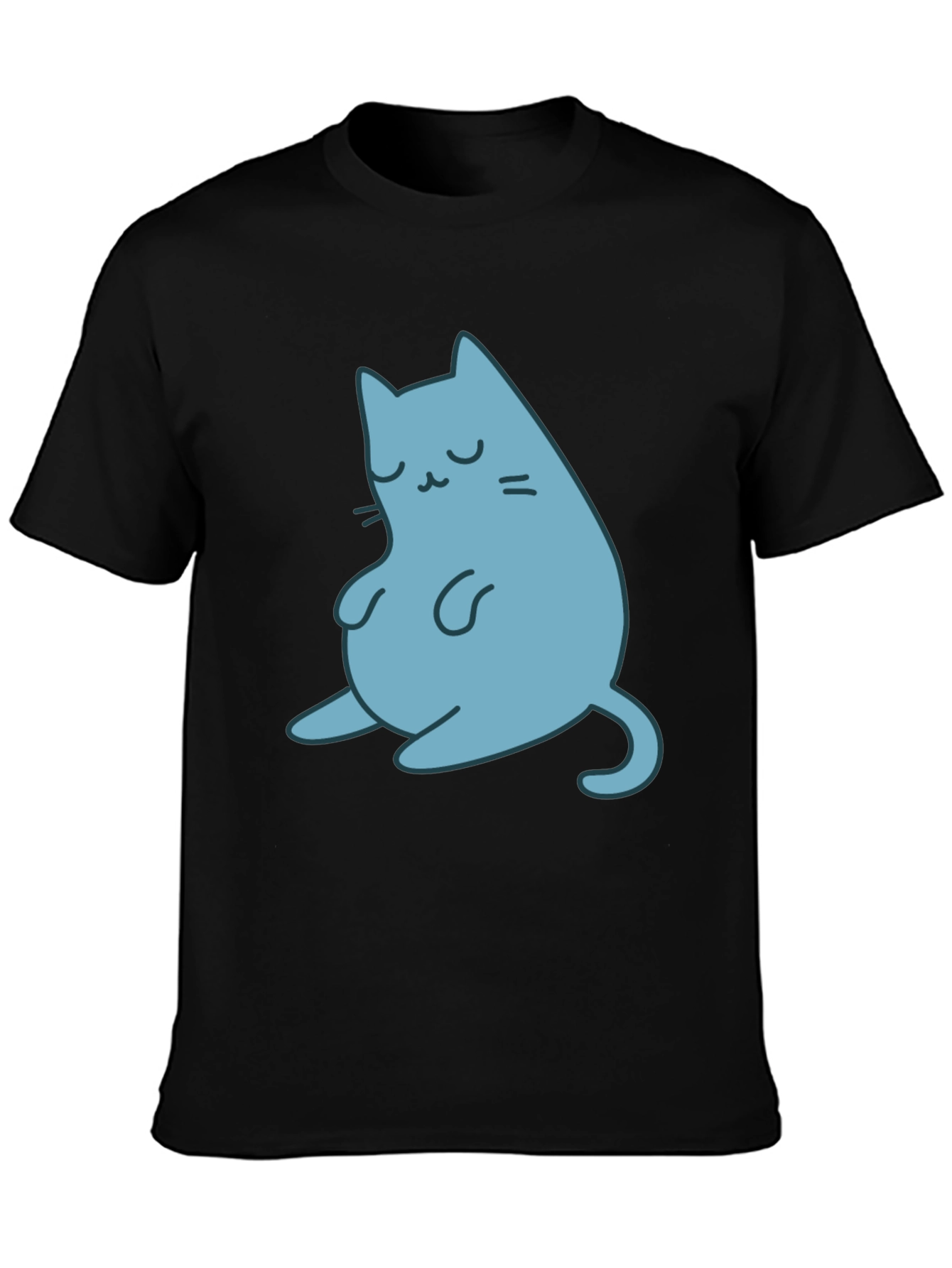 Cute Cat Graphic Black T-Shirt