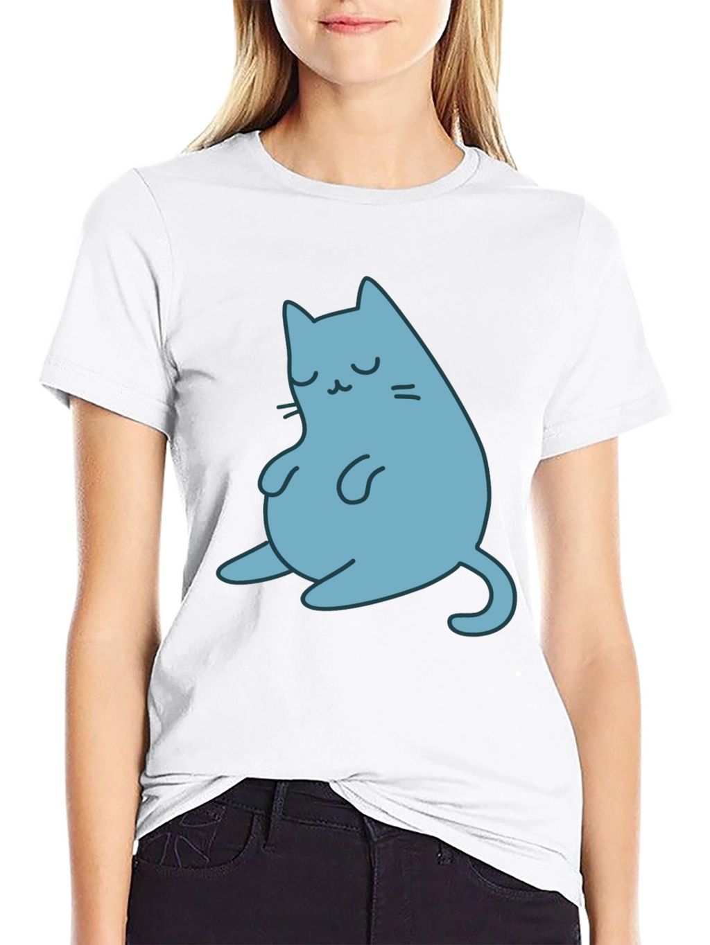 Cute Cat Graphic Black T-Shirt