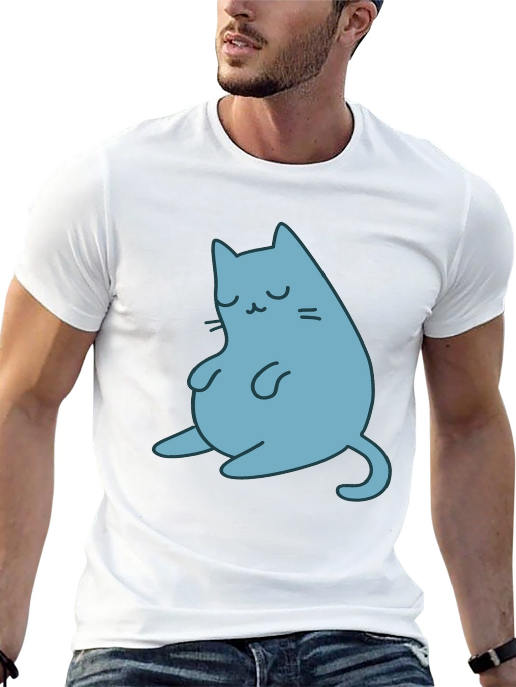 Cute Cat Graphic Black T-Shirt