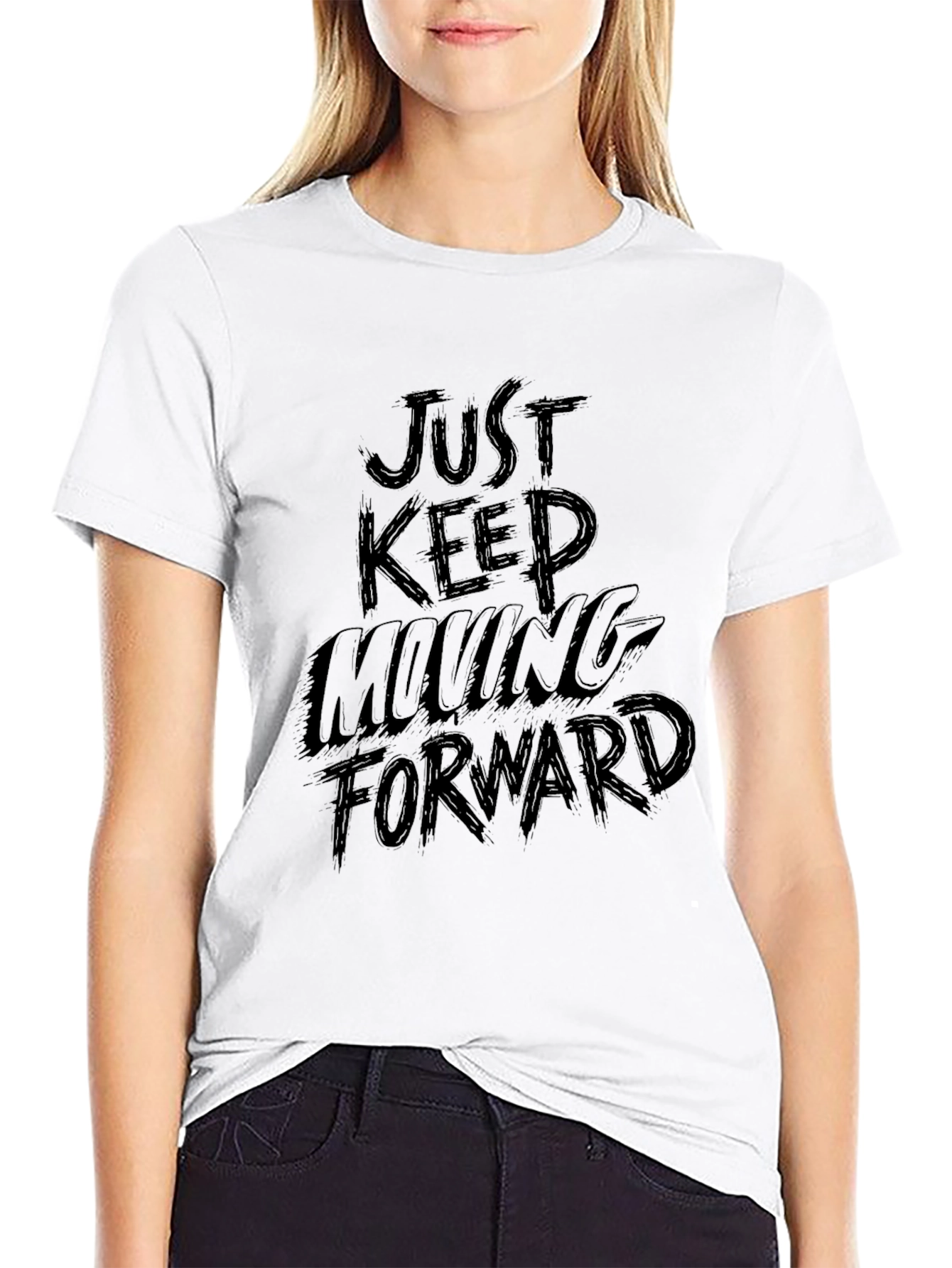 Just Keep Moving Forward Graphic Tee - Black