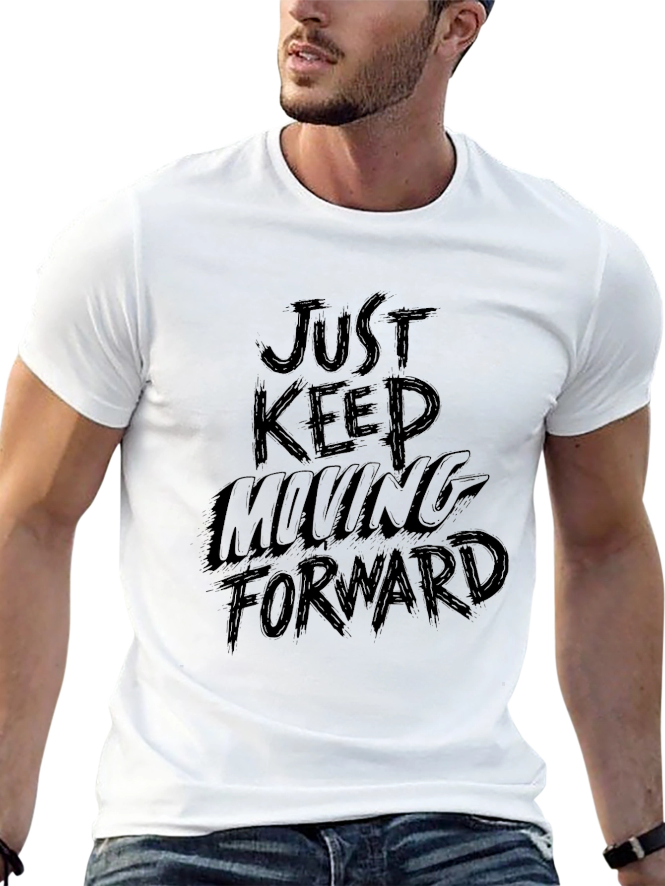 Just Keep Moving Forward Graphic Tee - Black
