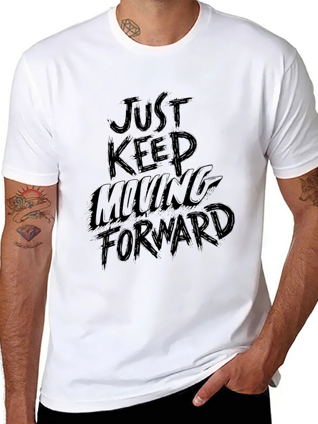 Just Keep Moving Forward Graphic Tee - Black